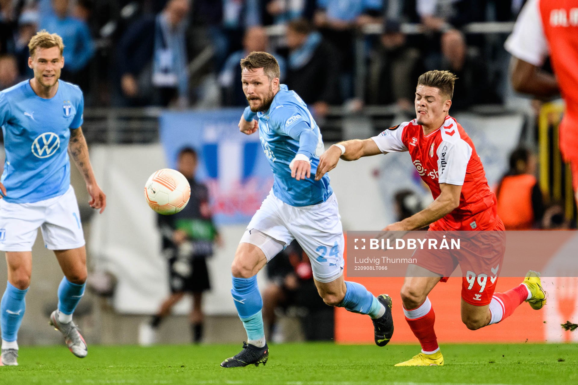 Lasse Nielsen of Malmö FF and Vitor Oliveira of Braga