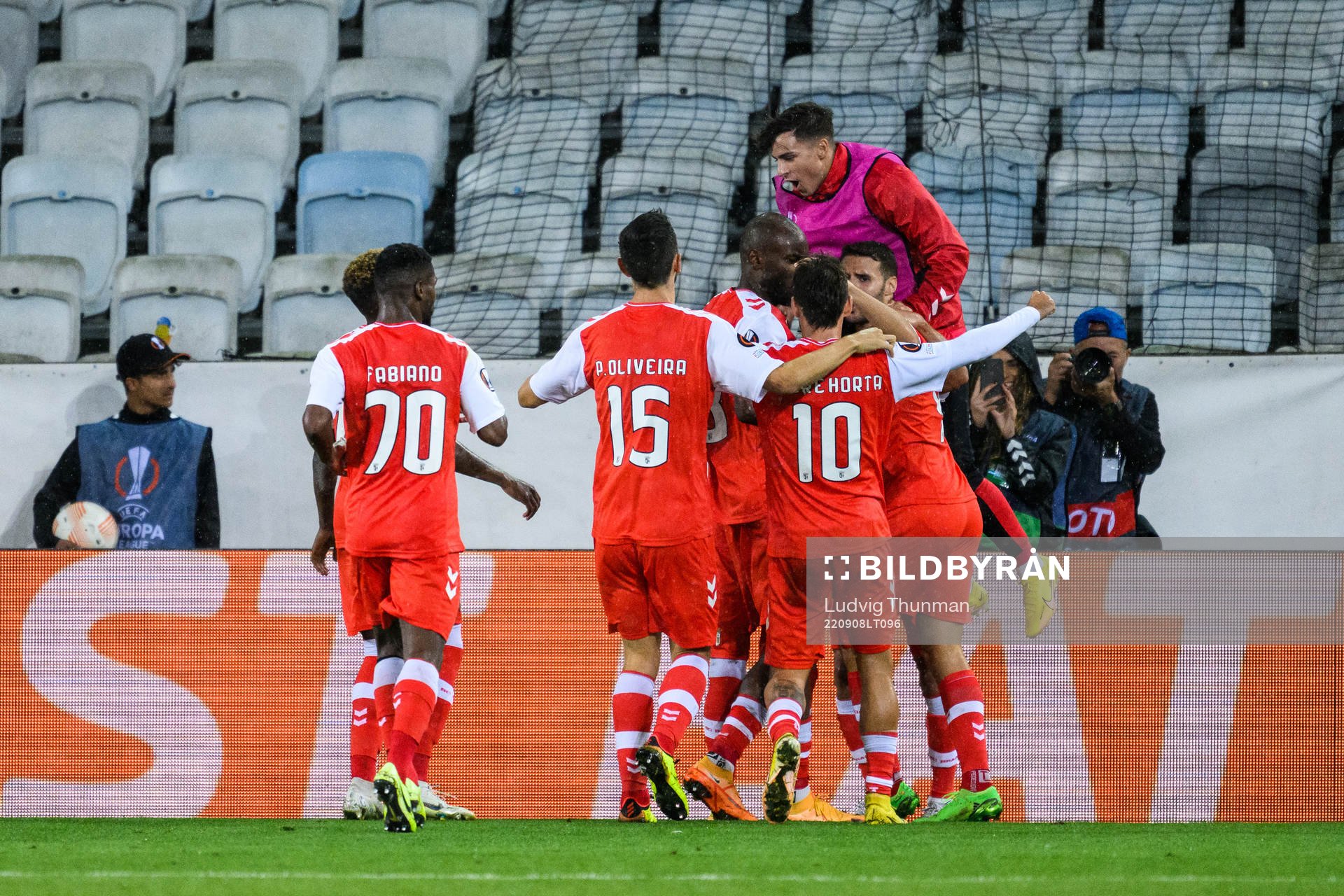 Players of Braga celebrate