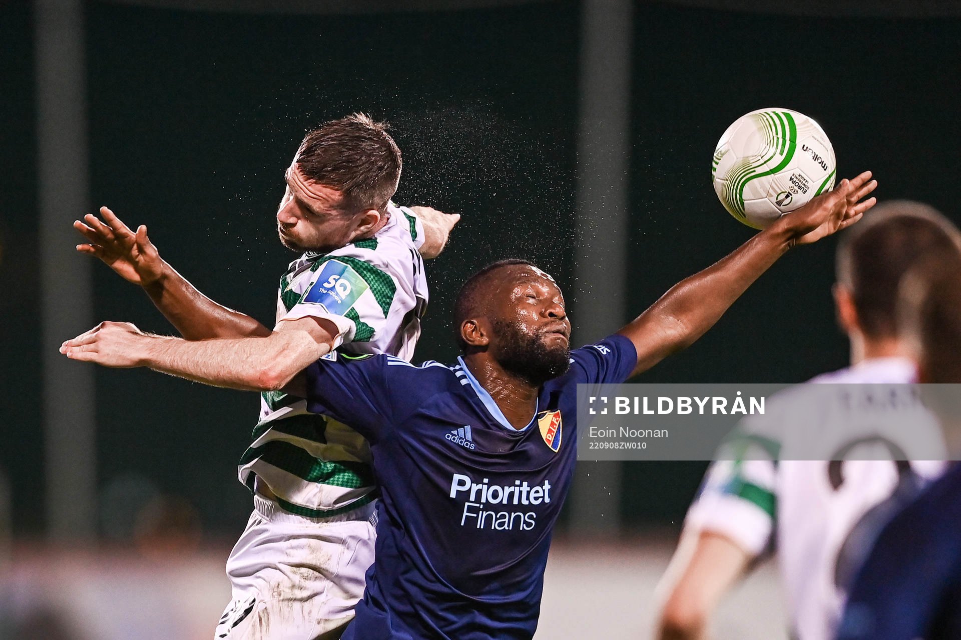 Jack Byrne of Shamrock Rovers and Emmanuel Justine Rabby