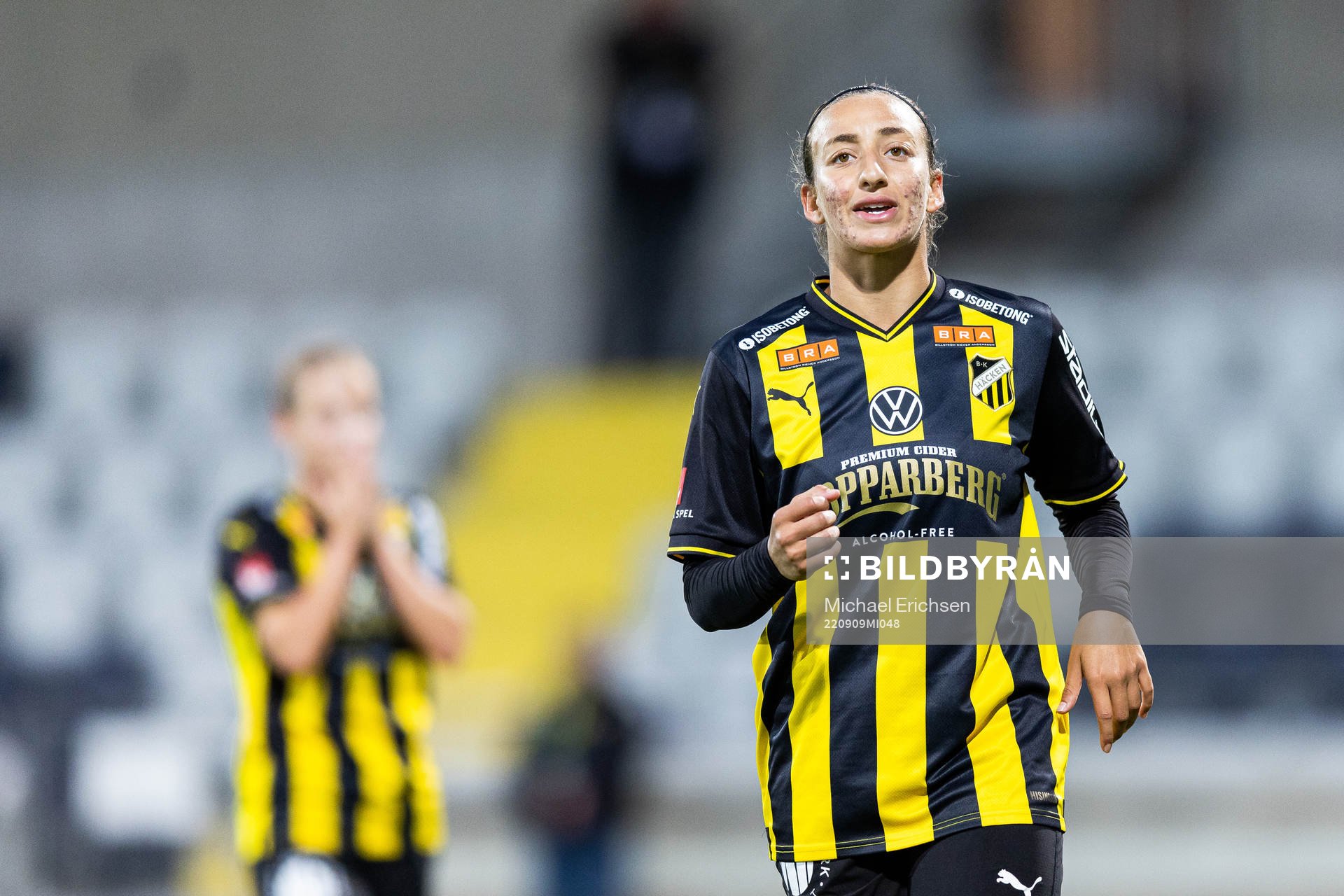 Häckens Rusul Rosa Kafaji under fotbollsmatchen i Damallsvenskan mellan Häcken och Umeå den 9 september 2022 i Göteborg. 