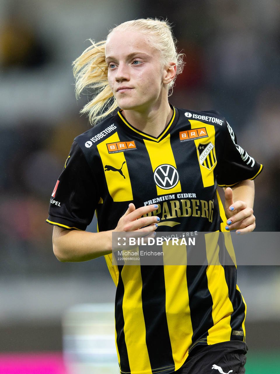 Häckens Anna Sandberg under fotbollsmatchen i Damallsvenskan mellan Häcken och Umeå den 9 september 2022 i Göteborg. 