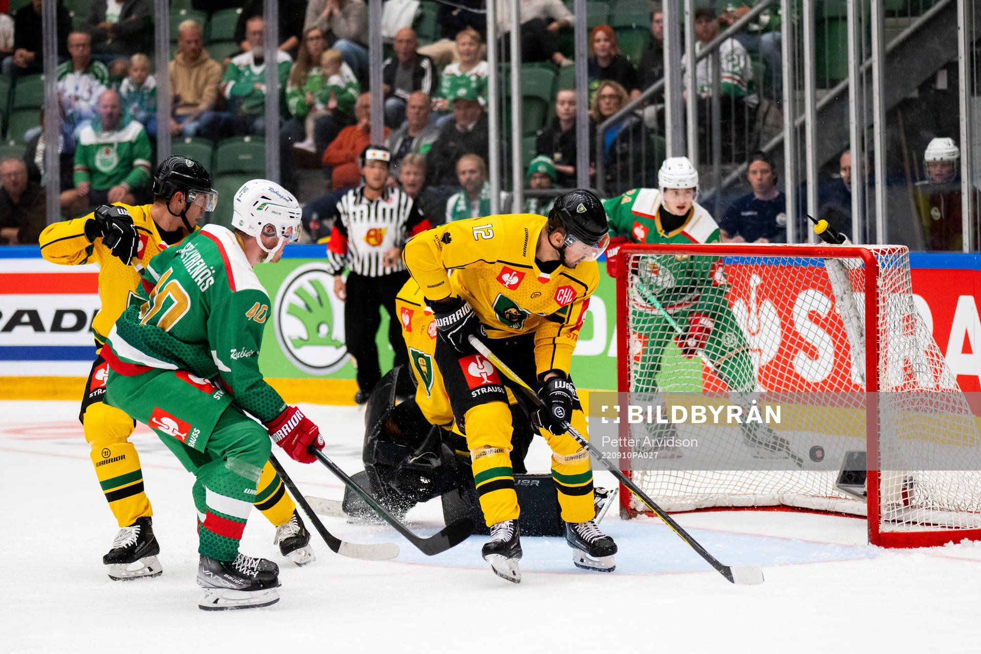Oskar Stål Lyrenäs of Rögle scores the 2-0 goal past