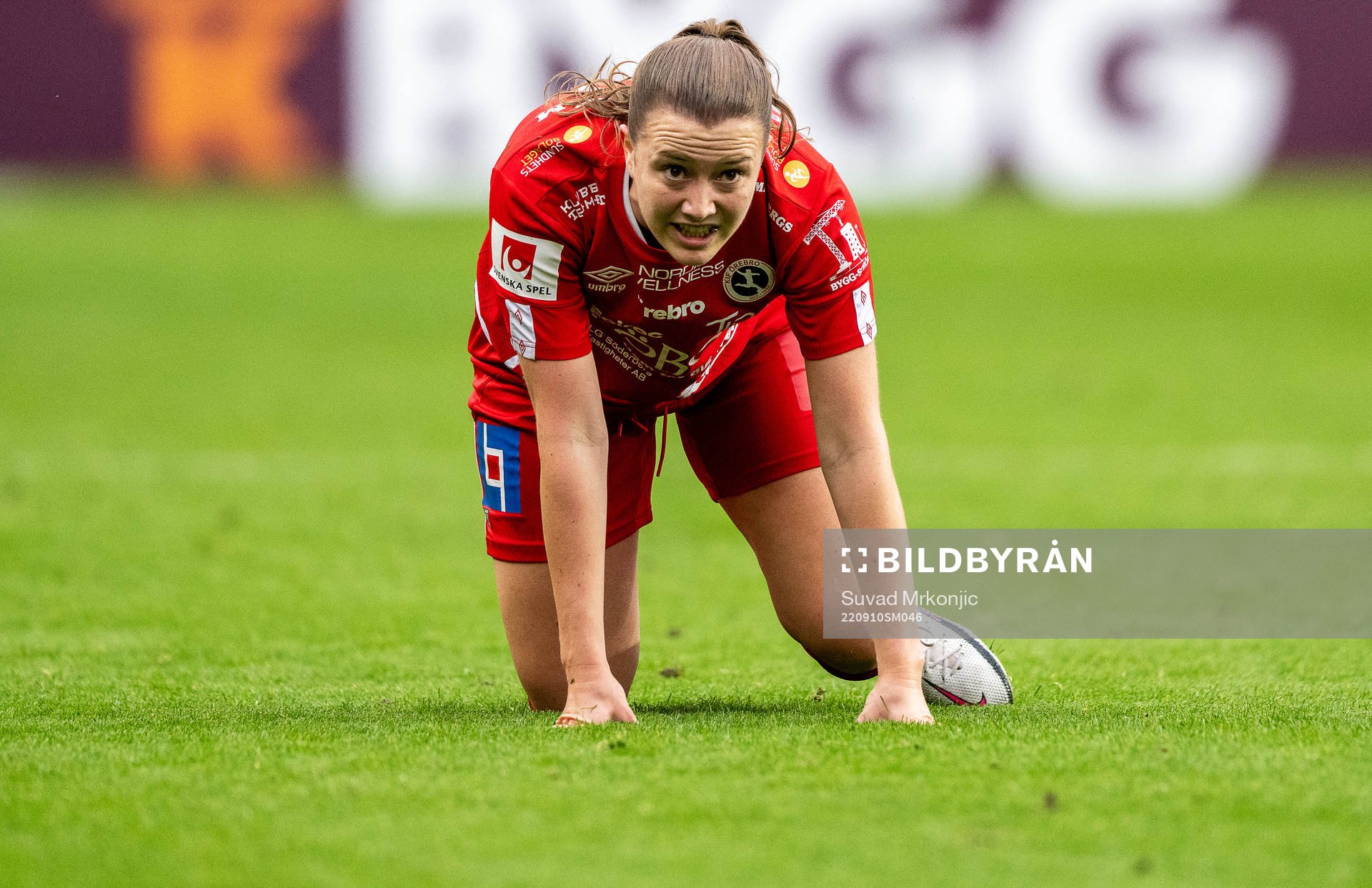 Örebros Maja Regnås Valcic under fotbollsmatchen i Damallsvenskan mellan Kalmar och Örebro den 10 september 2022 i Kalmar. 