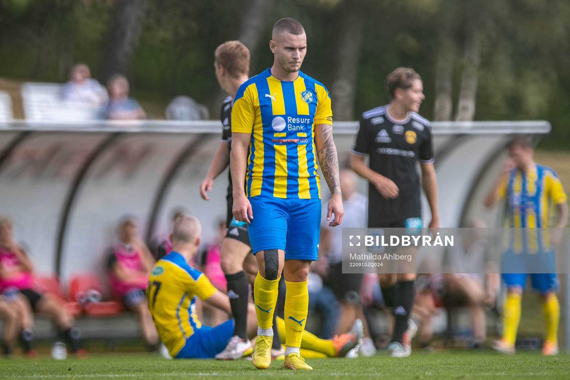 Eskilsminnes Andreas Quist Svensson under fotbollsmatchen i Division 2 Västra Götaland mellan Eskilsminne och Astrio den 10 september 2022 i Helsingborg.