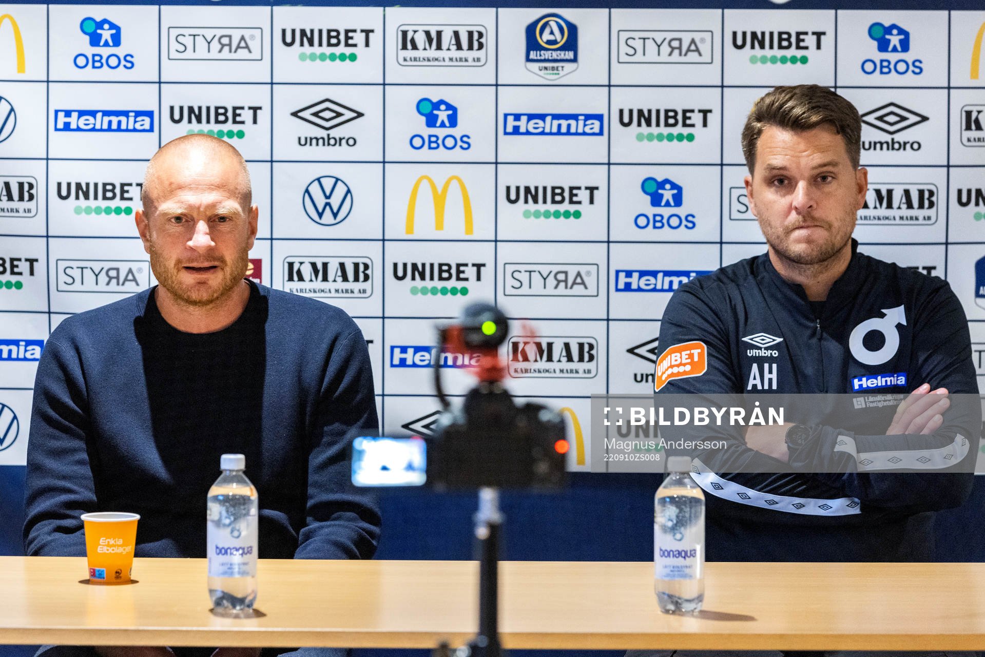 Mjällbys tränare Andreas Brännström och Degerfors