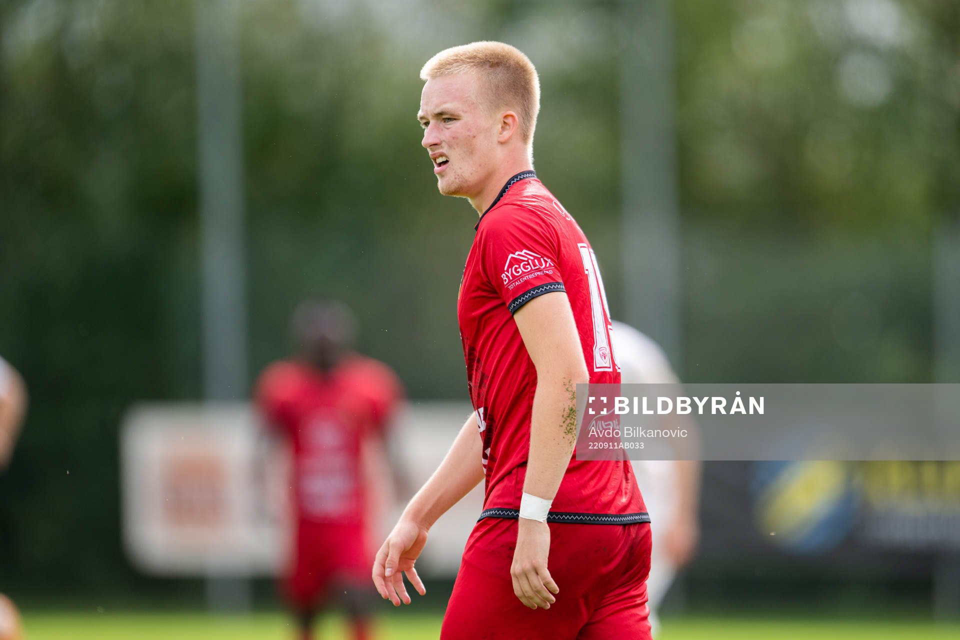 Arianas Totte Holmkvist under fotbollsmatchen i div.2 mellan Ariana och Balkan den 11 september 2022 i Malmö. 