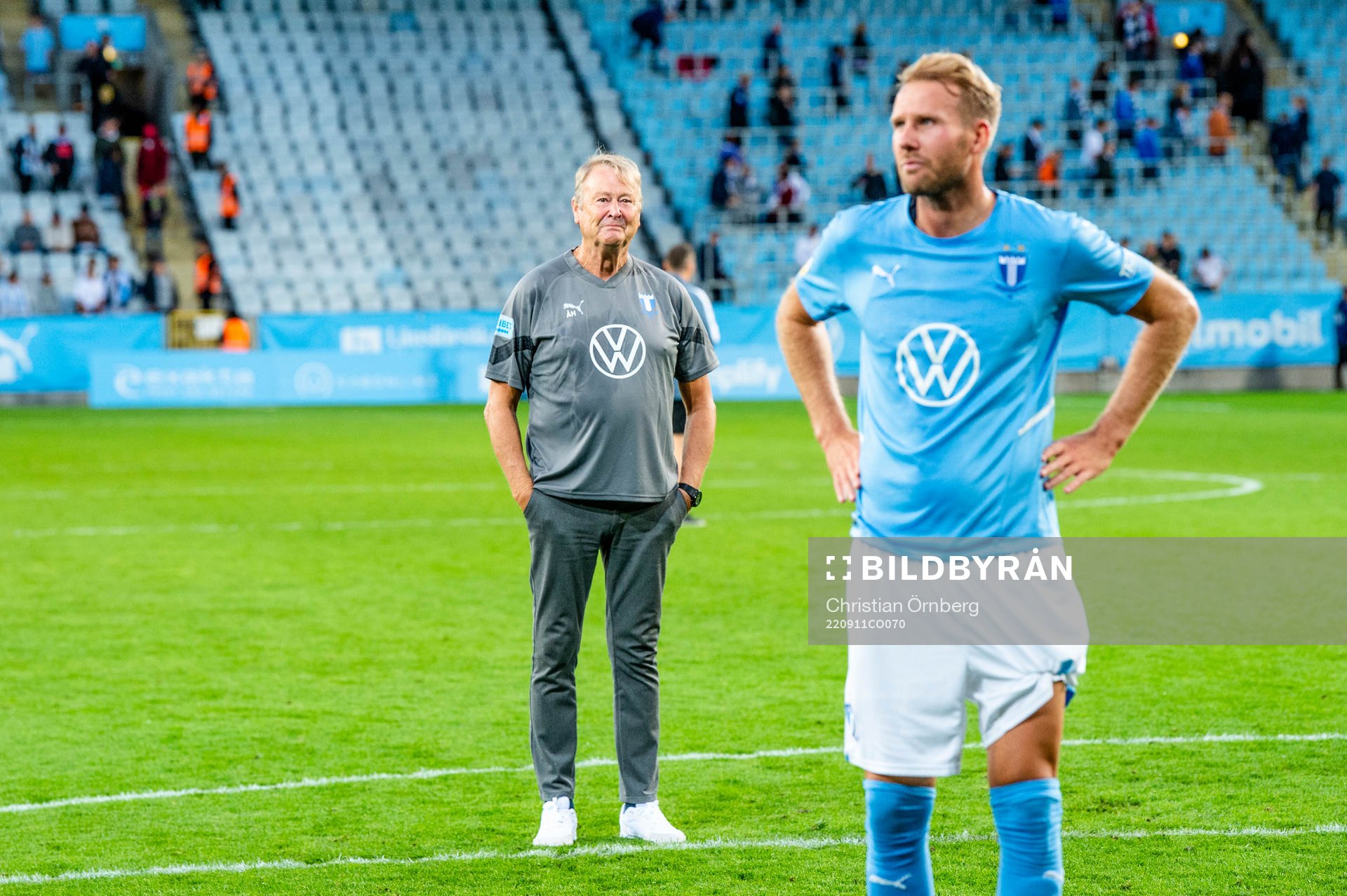 Malmö FFs tränare Åge Hareide och Ola Toivonen