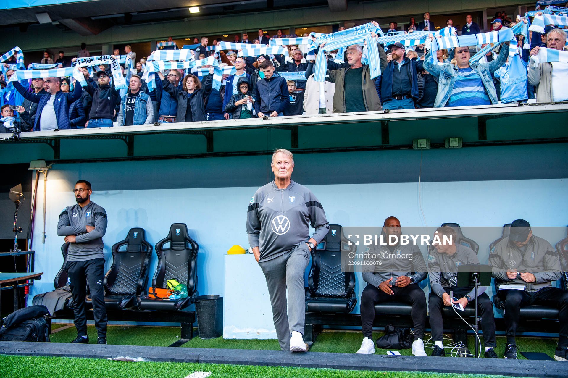 Malmö FFs tränare Åge Hareide innan fotbollsmatchen i
