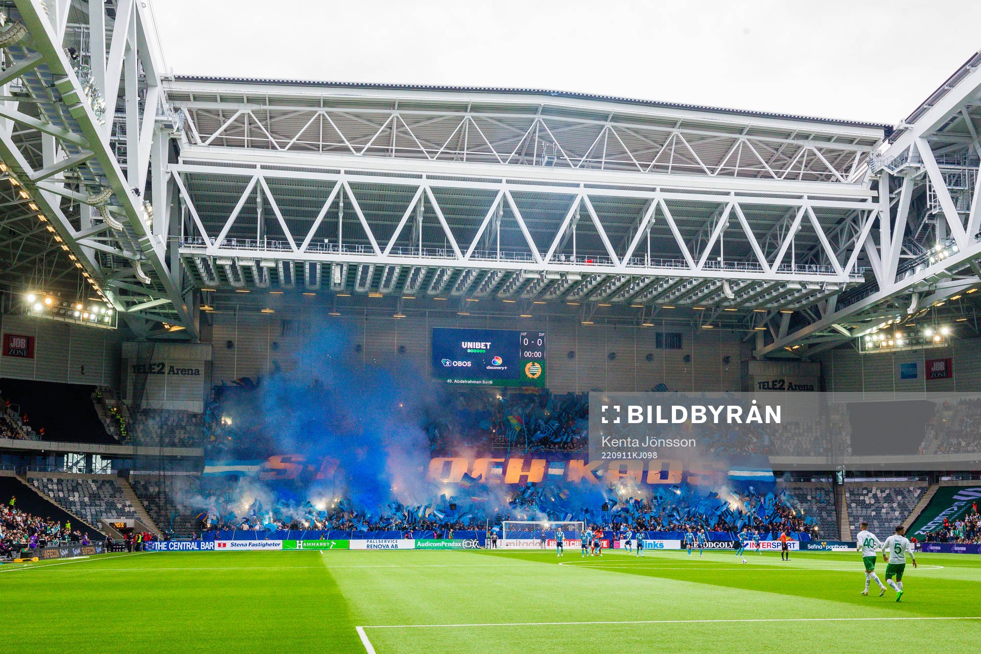 Djurgårdens supportrar med tifo