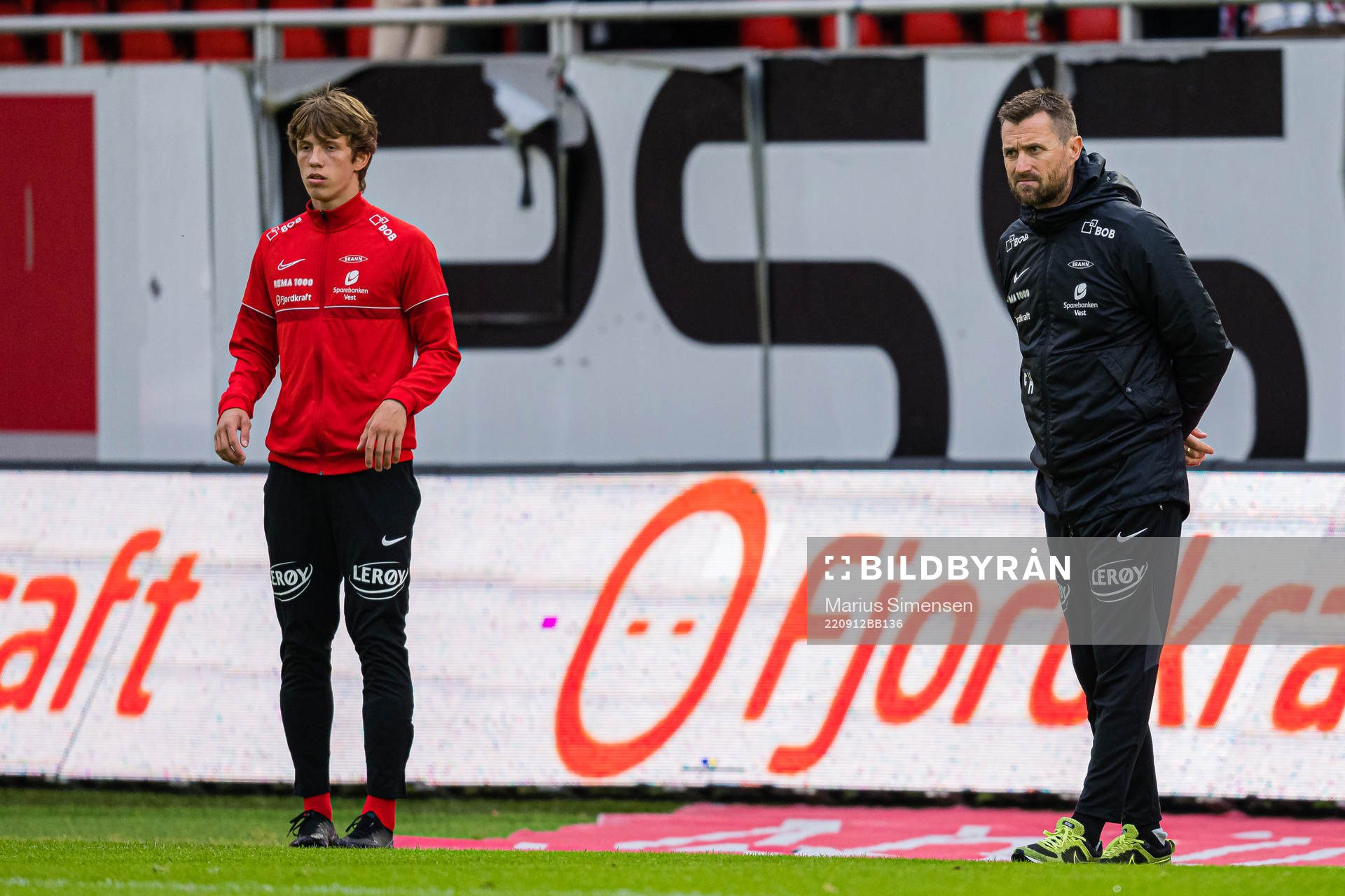 Niklas Jensen Wassberg of Brann and Eirik Horneland, head