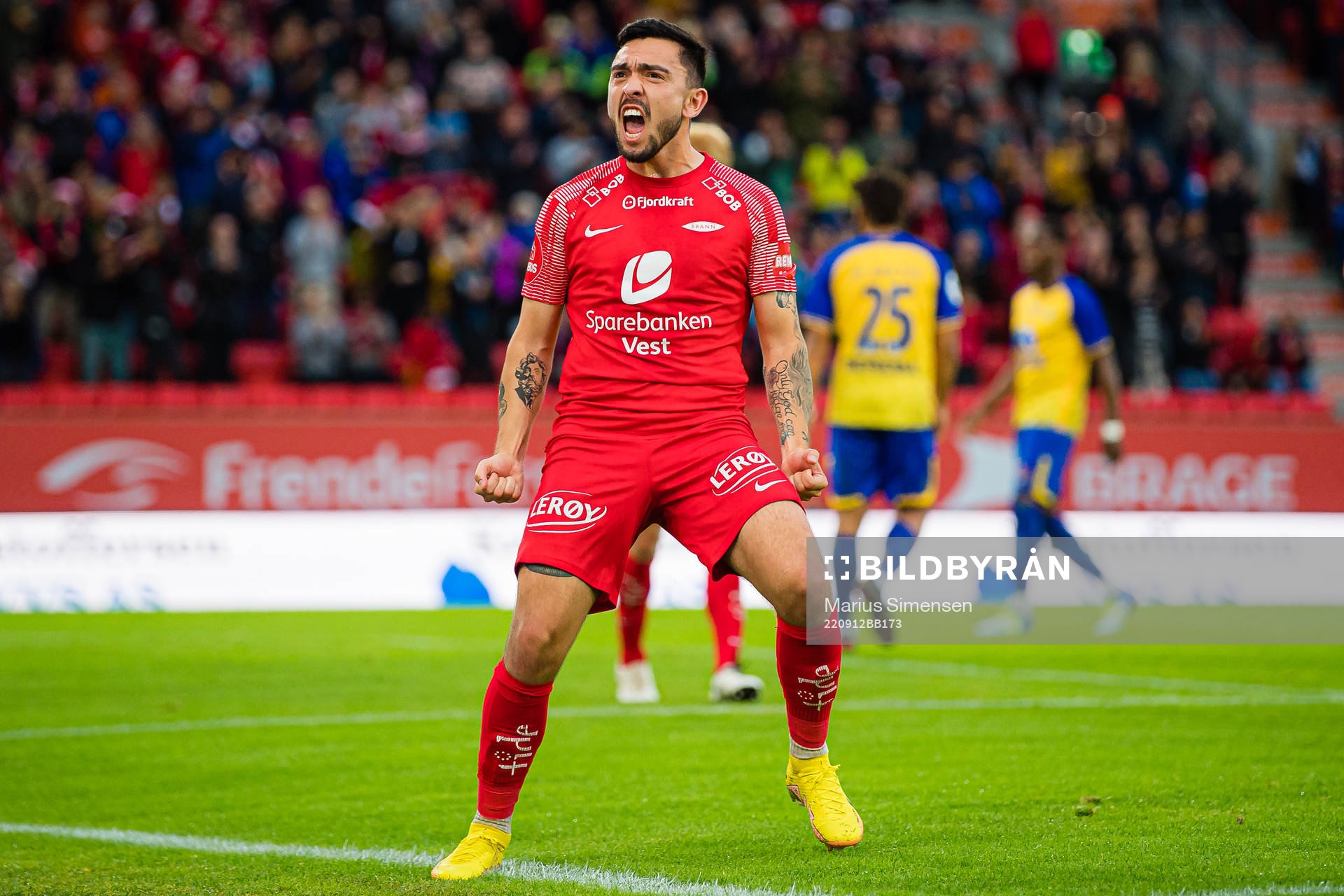 Niklas Fernando Nygaard Castro of Brann celebrates