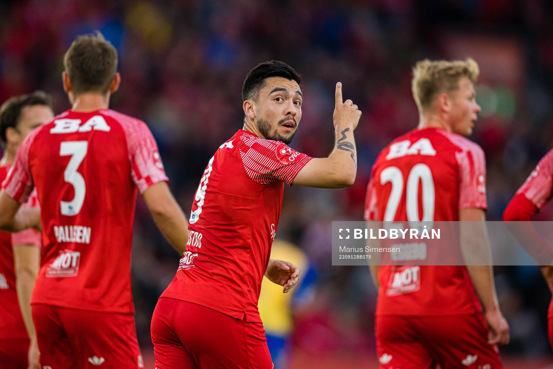 Niklas Fernando Nygaard Castro of Brann celebrates after scoring the 2-0 goal during the OBOS-ligaen match between Brann and Grorud on September 12, 2022 in Bergen.