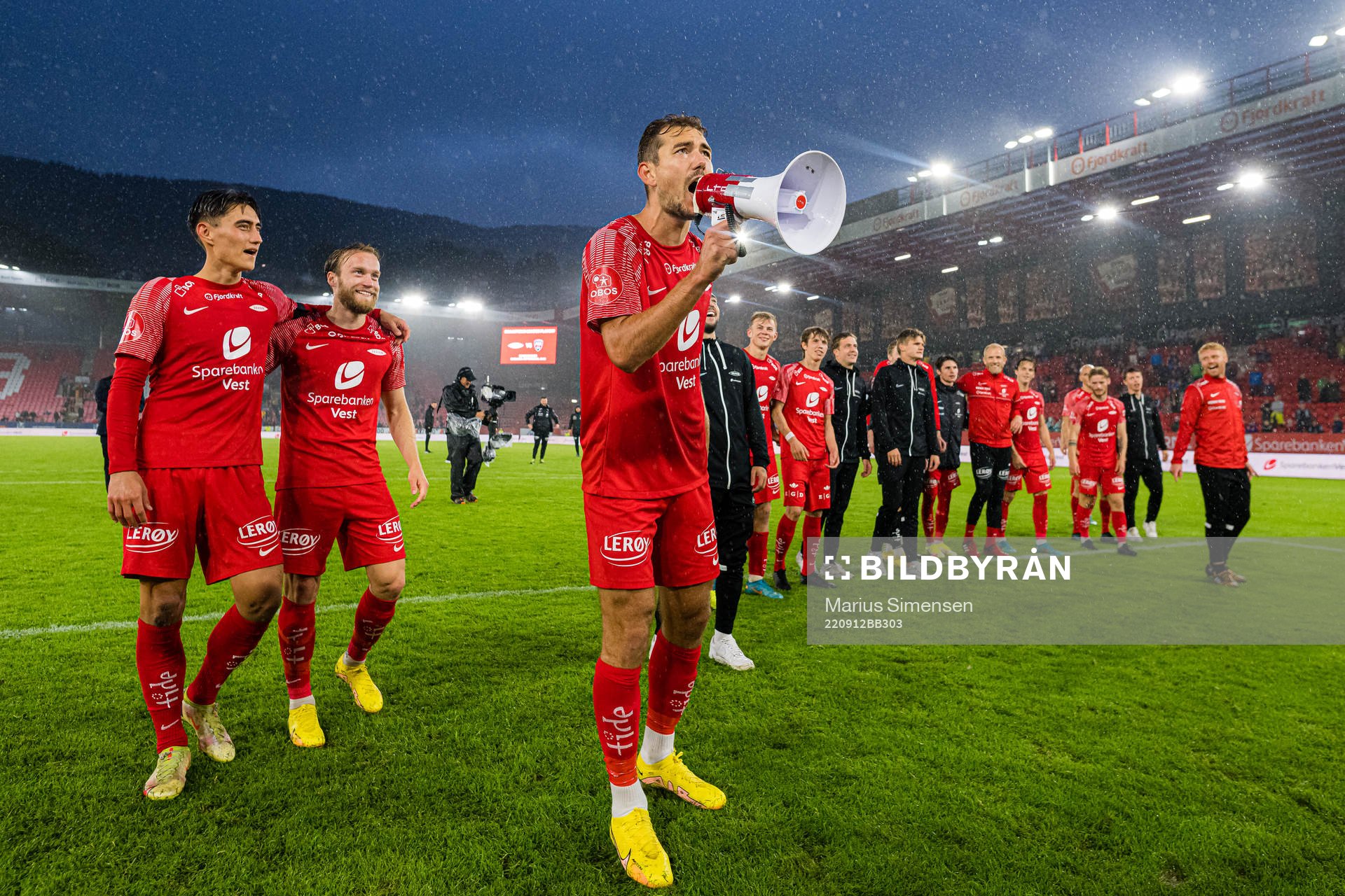 Fredrik Pallesen Knudsen of Brann celebrates