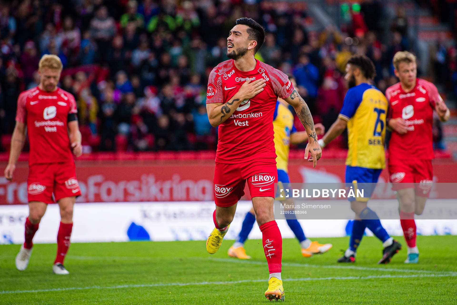 Niklas Fernando Nygaard Castro of Brann celebrates