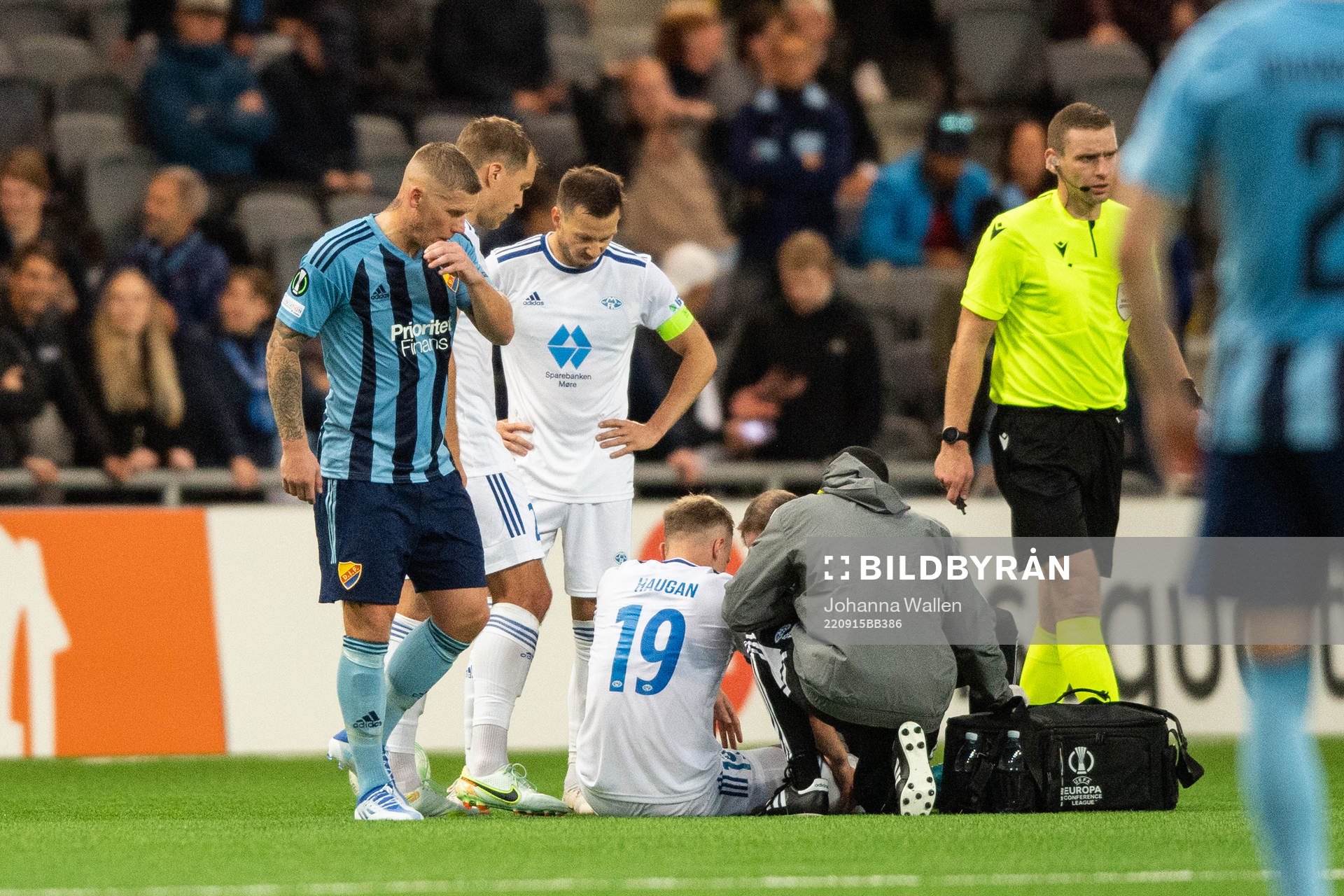 Eirik Haugan of Molde in pain