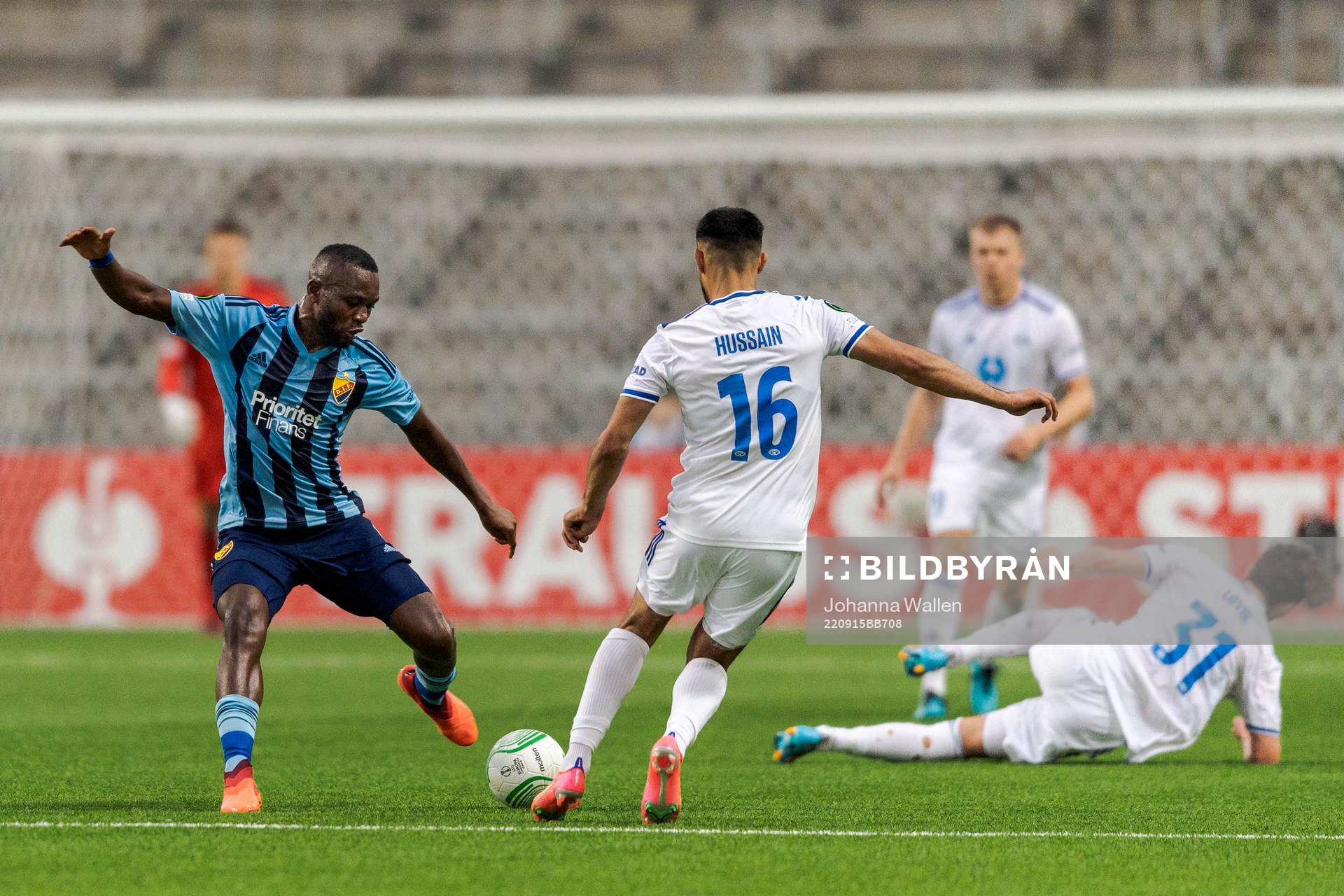 Emmanuel Banda of Djurgårdens Etzaz Hussain of Molde