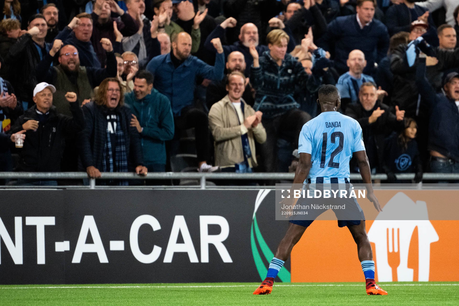 Emmanuel Banda of Djurgården celebrates