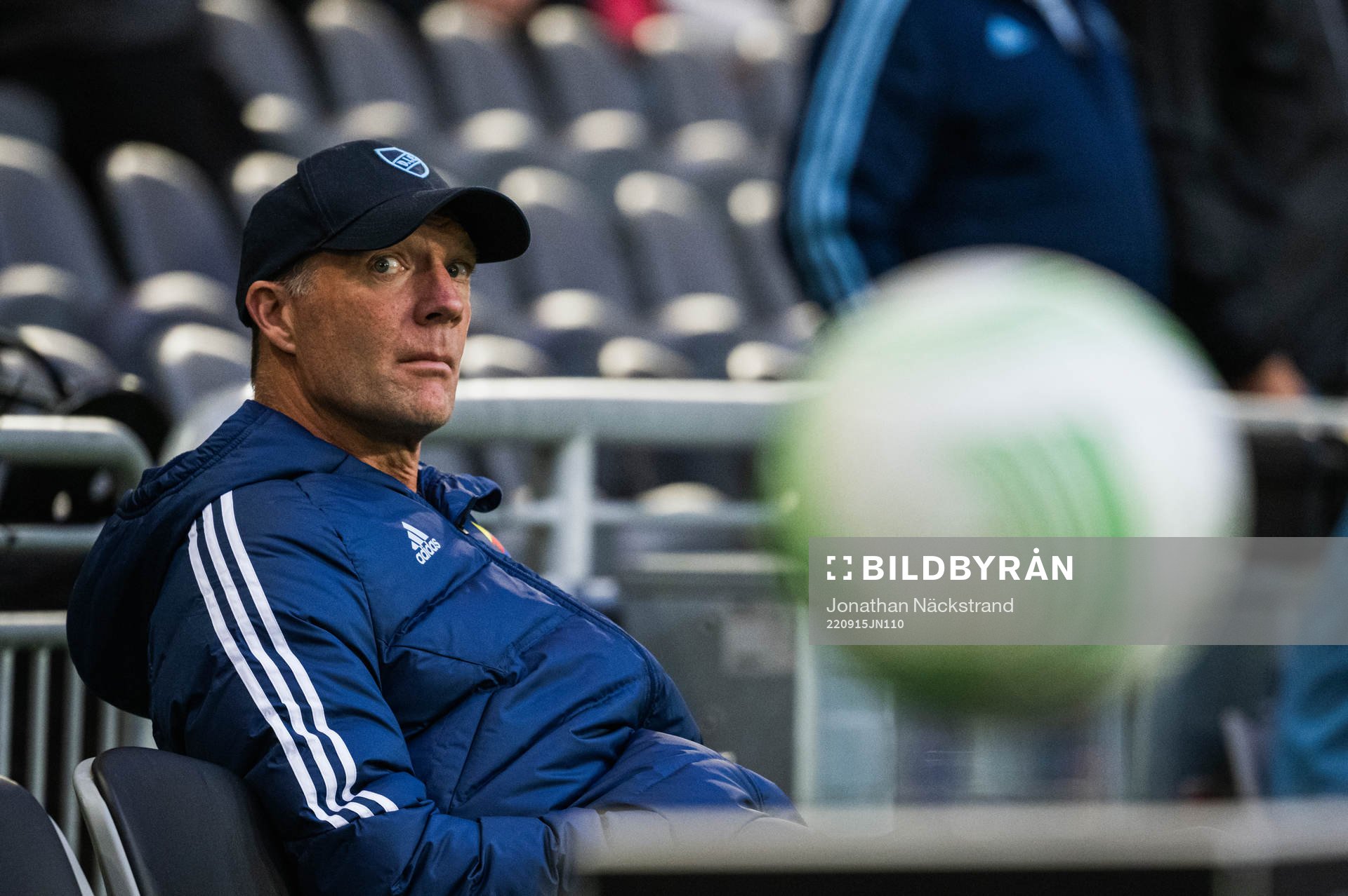 Head coach Kim Bergstrand of Djurgården during the UEFA Conference League match between Djurgården and Molde on September 15, 2022 in Stockholm. 