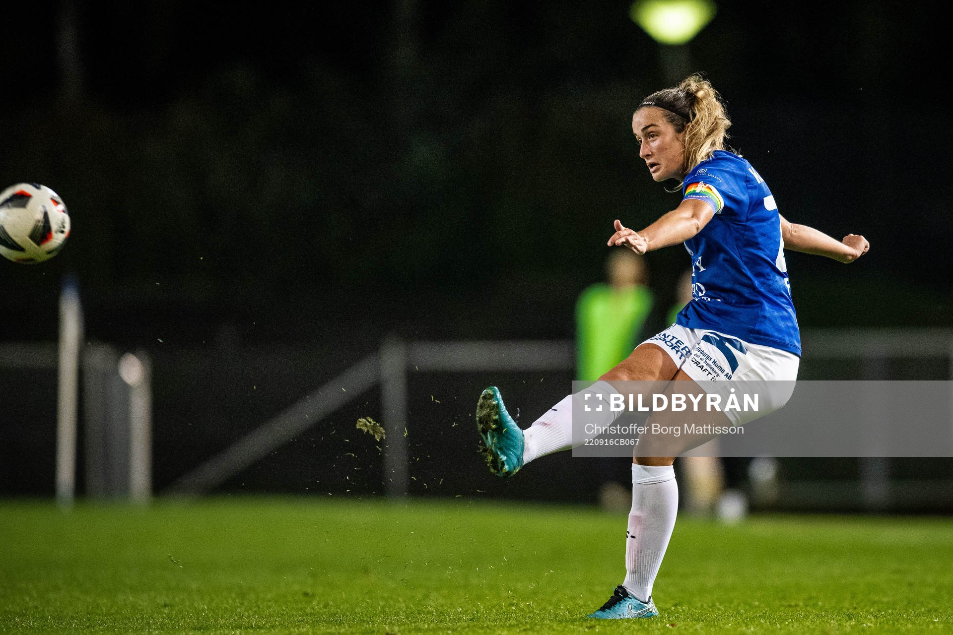 Trelleborgs Edina Filekovic under fotbollsmatchen i Damernas Division 1 södra mellan Trelleborg och Södra Sandby den 16 september 2022 i Trelleborg. 