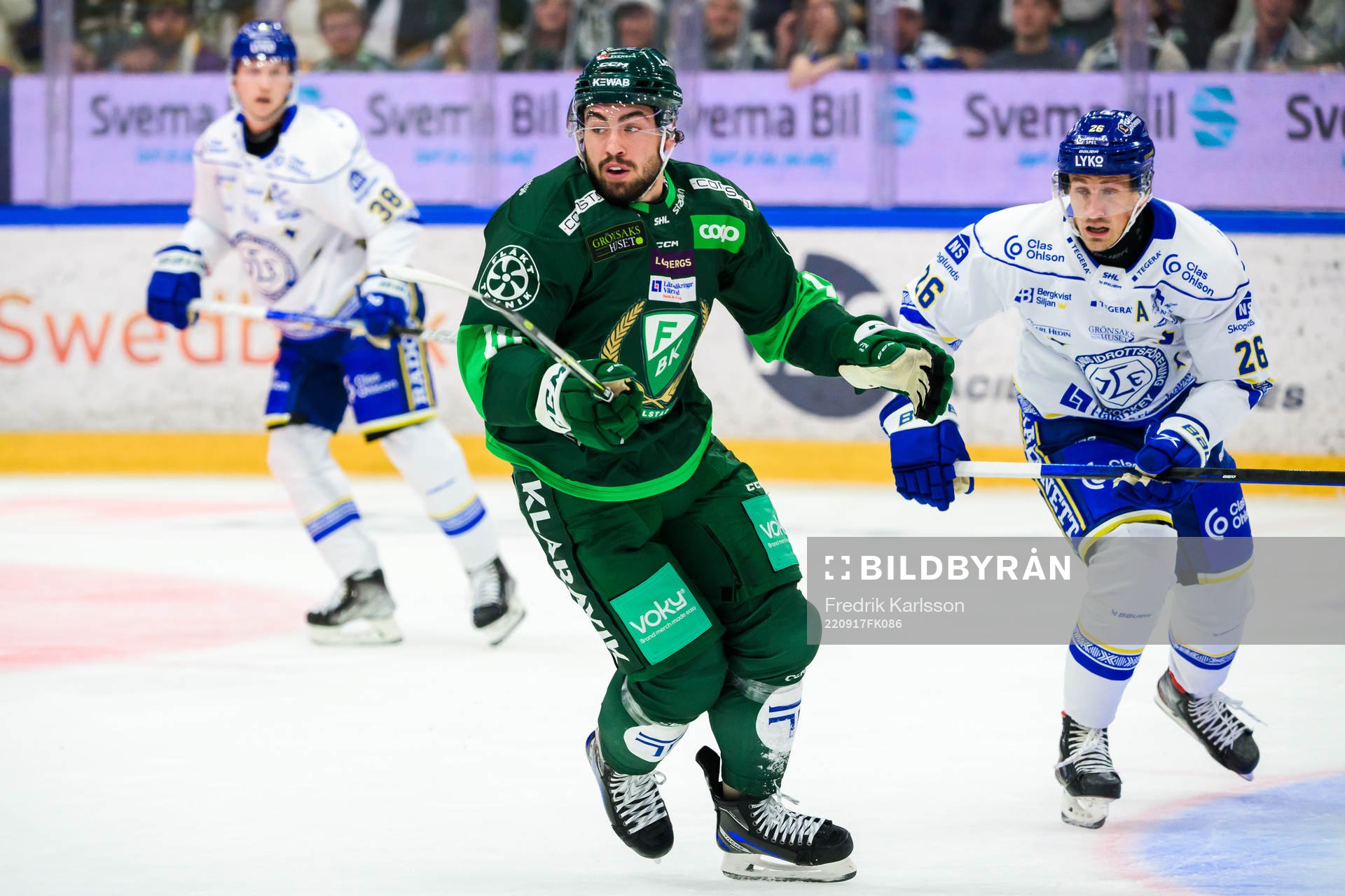 Färjestads Remi Elie och Leksands Patrik Norén