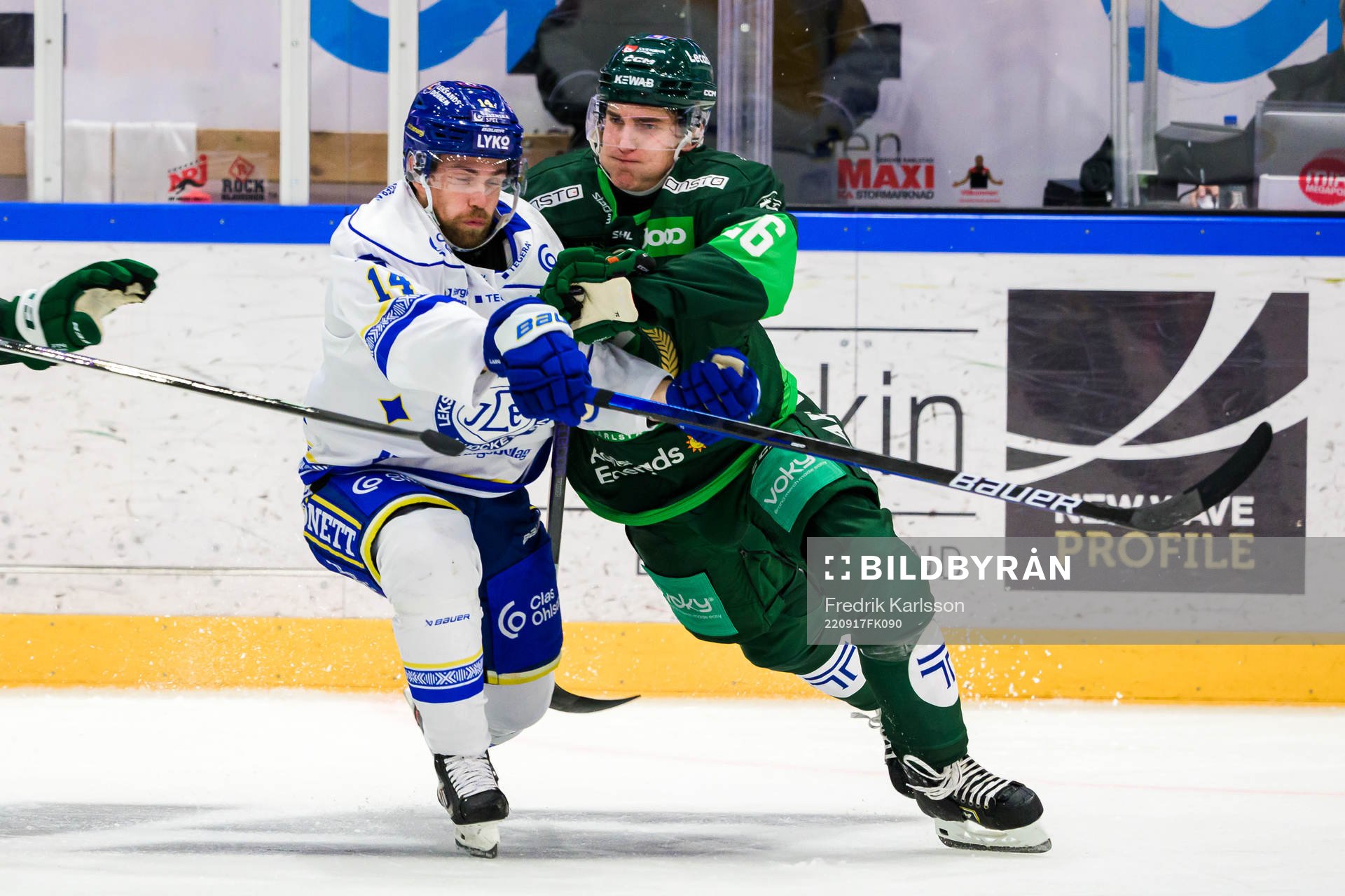 Leksands Oskar Lang och Färjestads Joel Nyström