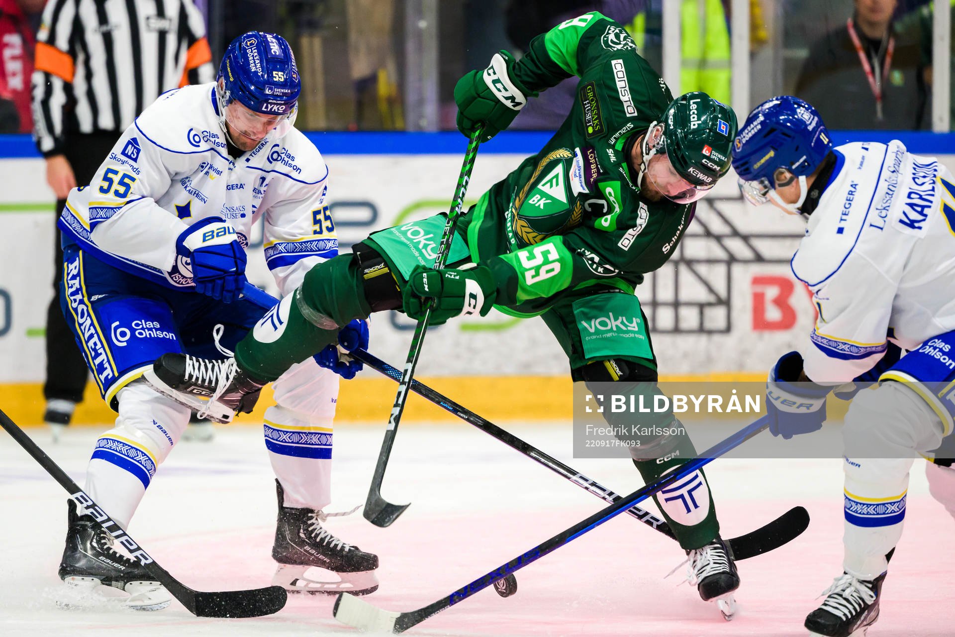 Leksands Jonas Ahnelöv och Färjestads Linus Johansson