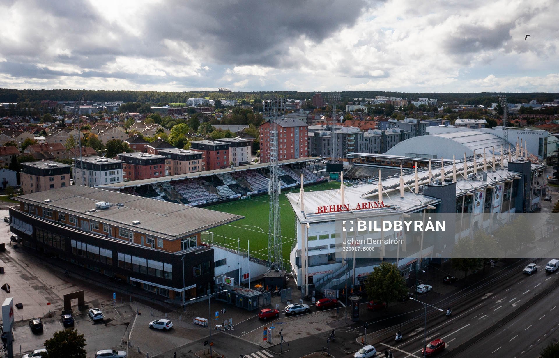 Drönarvy över Behrn Arena
