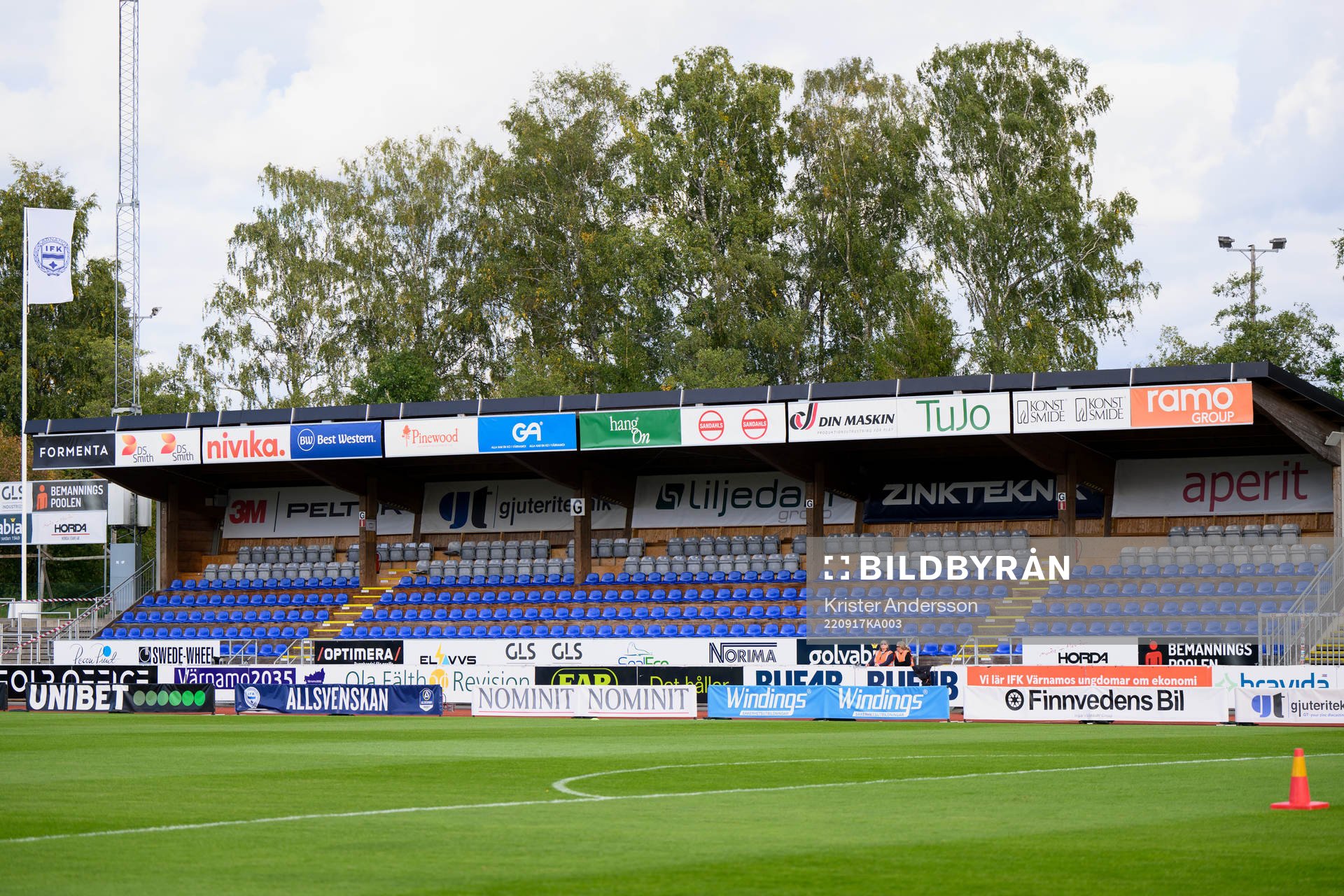 Finnvedsvallen före fotbollsmatchen i Allsvenskan mellan Värnamo och Varberg den 17 september 2022 i Värnamo. 