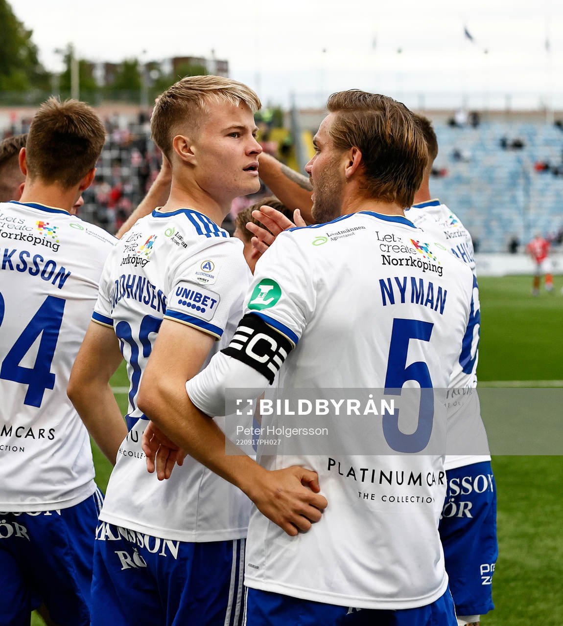 Jubel efter mål 2-1 av IFK Norrköpings Andri Lucas Gudjohnsen under fotbollsmatchen i Allsvenskan mellan IFK Norrköping och Kalmar den 17 september 2022 i Norrköping.