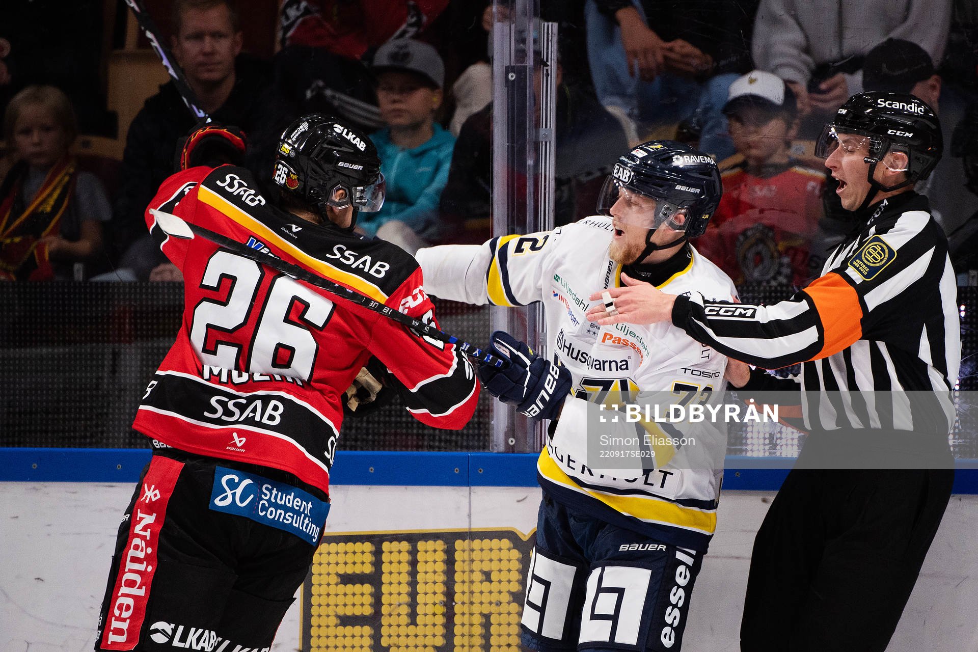Luleås Radek Muzik och HV71s Jonathan Davidsson