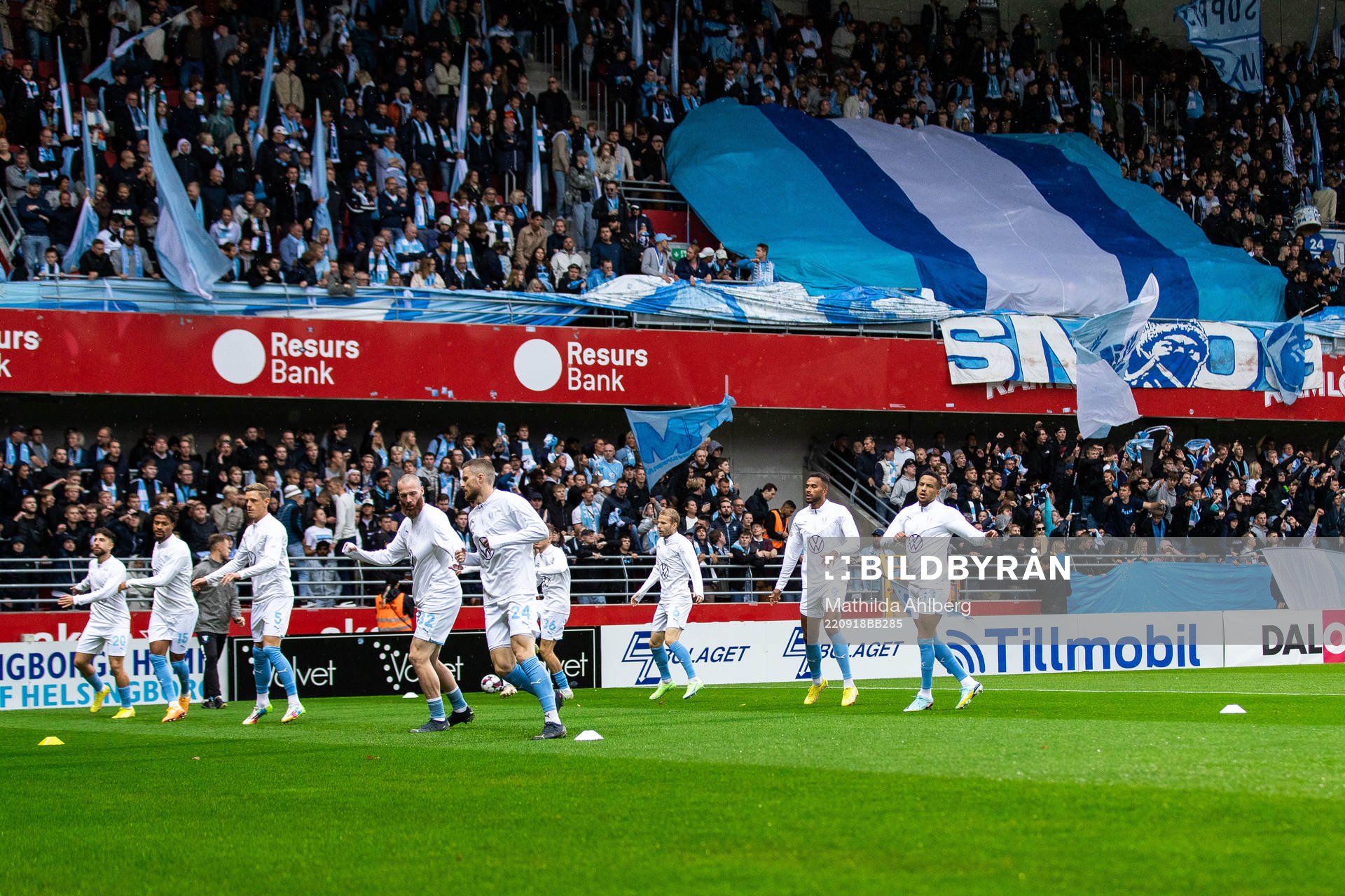 Malmö FFs spelare inför fotbollsmatchen i Allsvenskan mellan Helsingborg och Malmö FF den 18 september 2022 i Helsingborg. 
