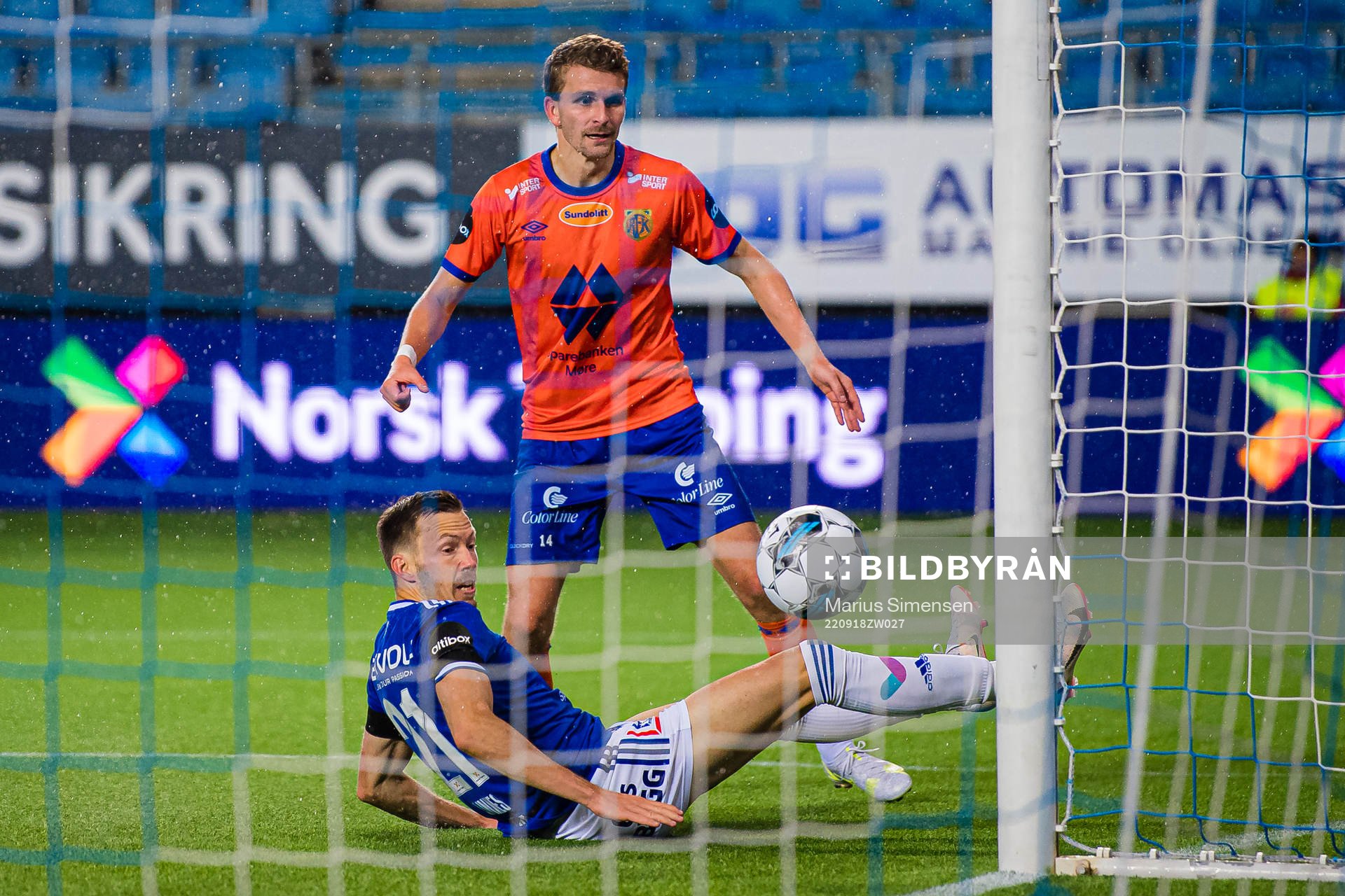 Torbjørn Kallevåg of Aalesund during the Eliteserien match between Molde and Aalesund on September 18, 2022 in Molde.