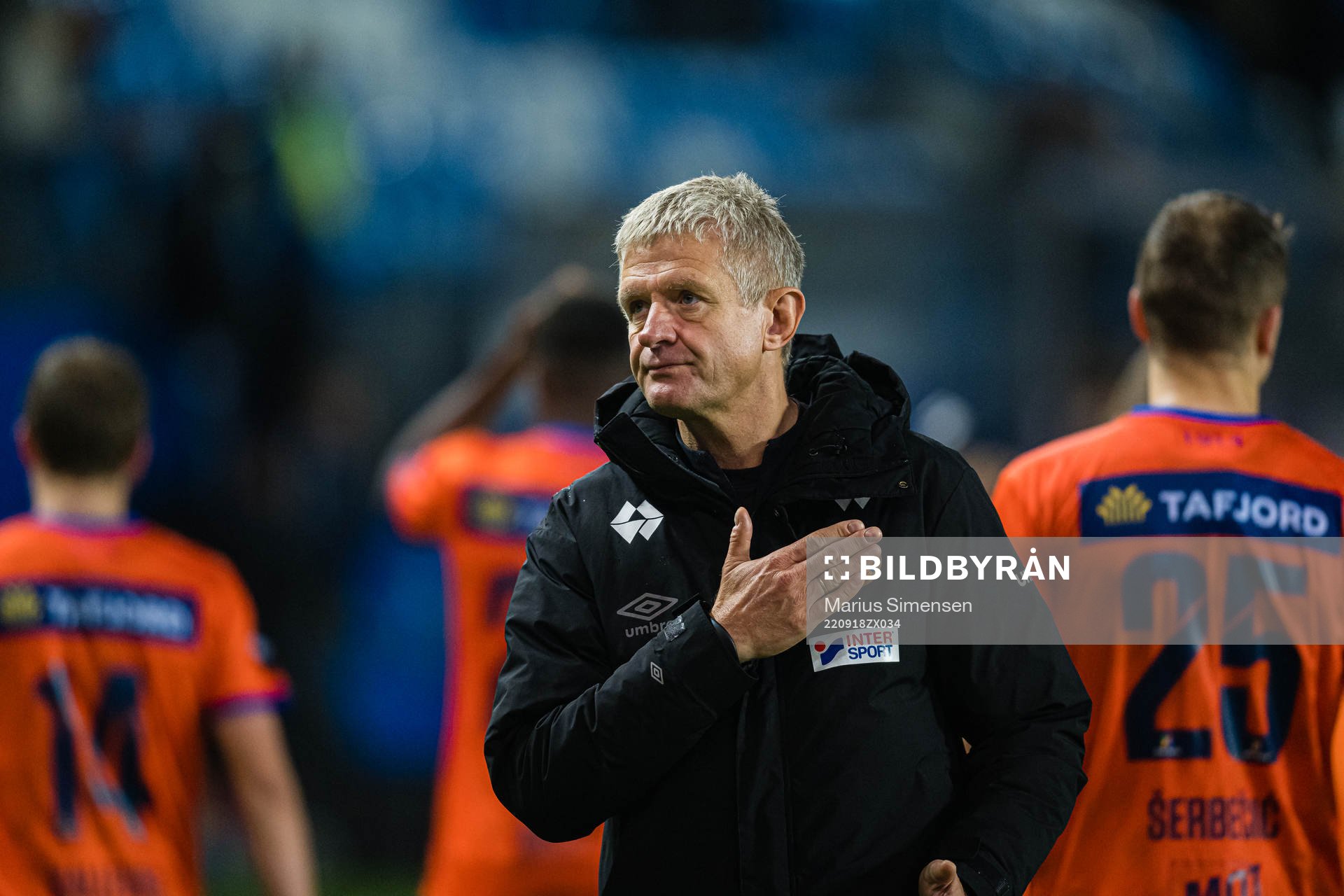 Lars Arne Nilsen, head coach of Aalesund, looks dejected