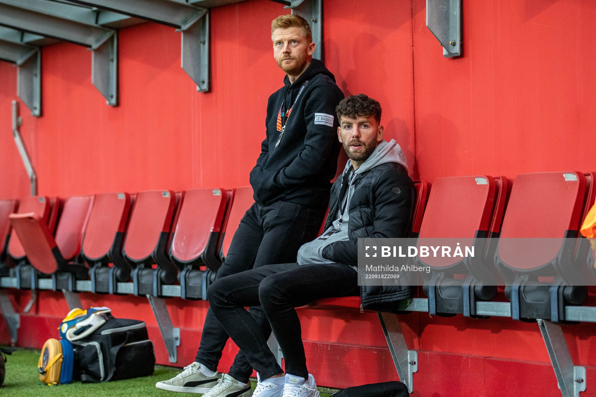 Malmö FFs Anders Christiansen och Erdal Rakip inför fotbollsmatchen i Allsvenskan mellan Helsingborg och Malmö FF den 18 september 2022 i Helsingborg.