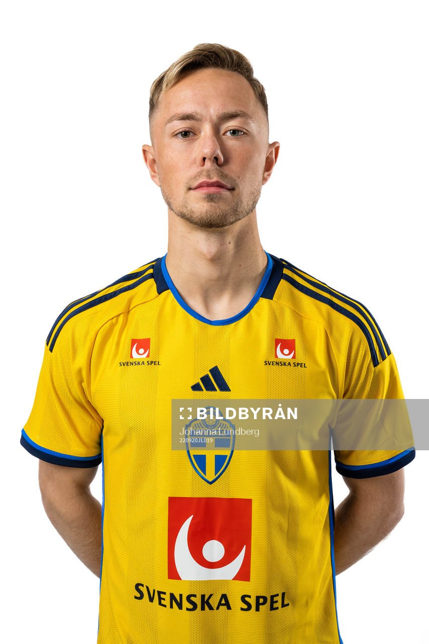 Joel Andersson of the Swedish national football team poses