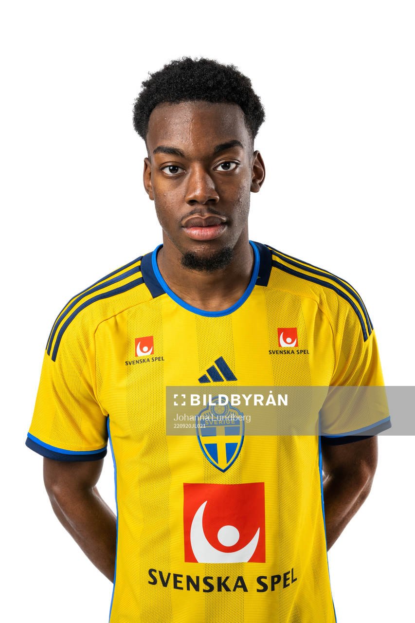Anthony Elanga of the Swedish national football team poses