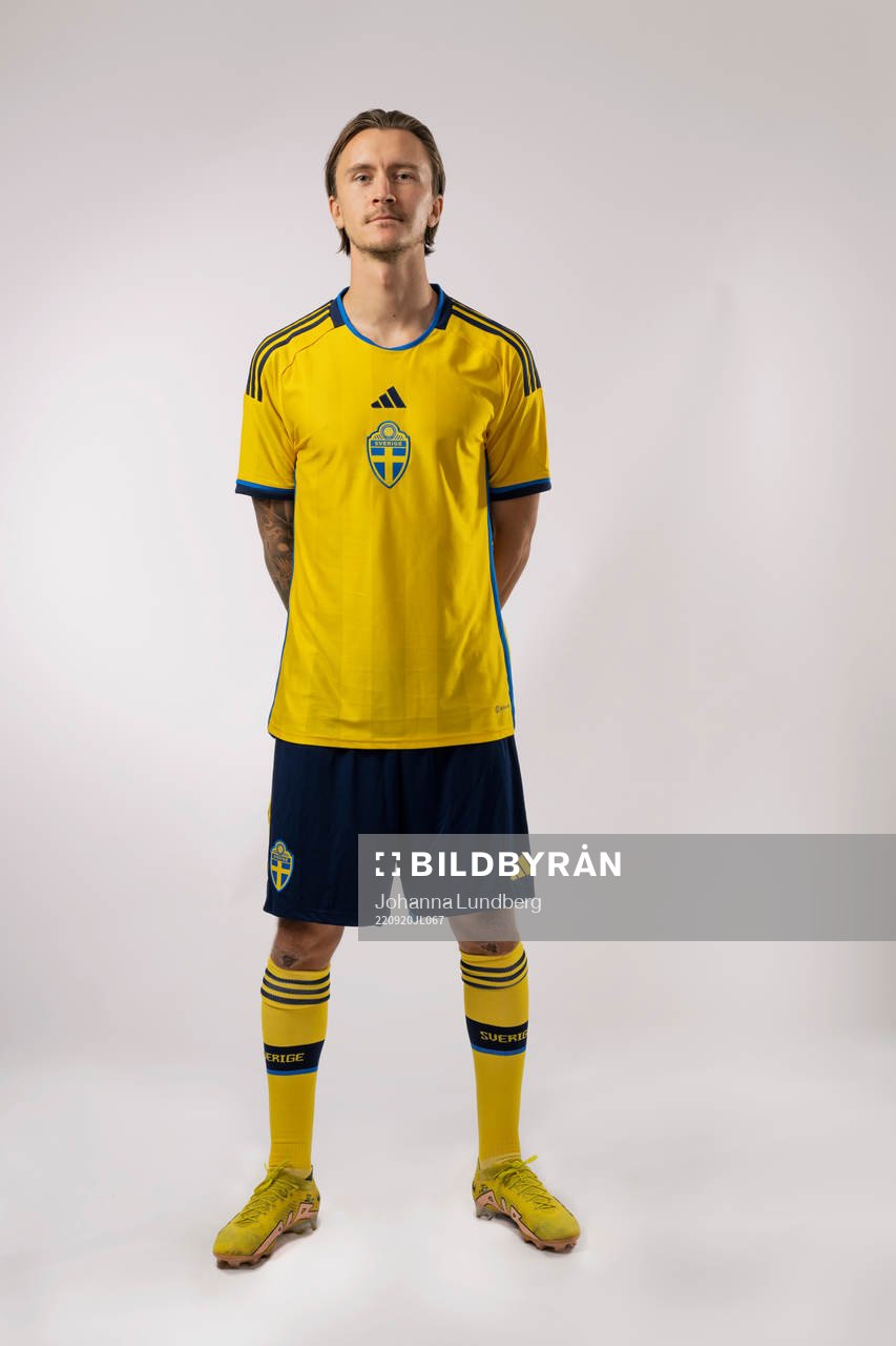 Kristoffer Olsson of the Swedish national football team poses for a portrait on September 20, 2022 in Stockholm. Editors note: The picture has been retouched.