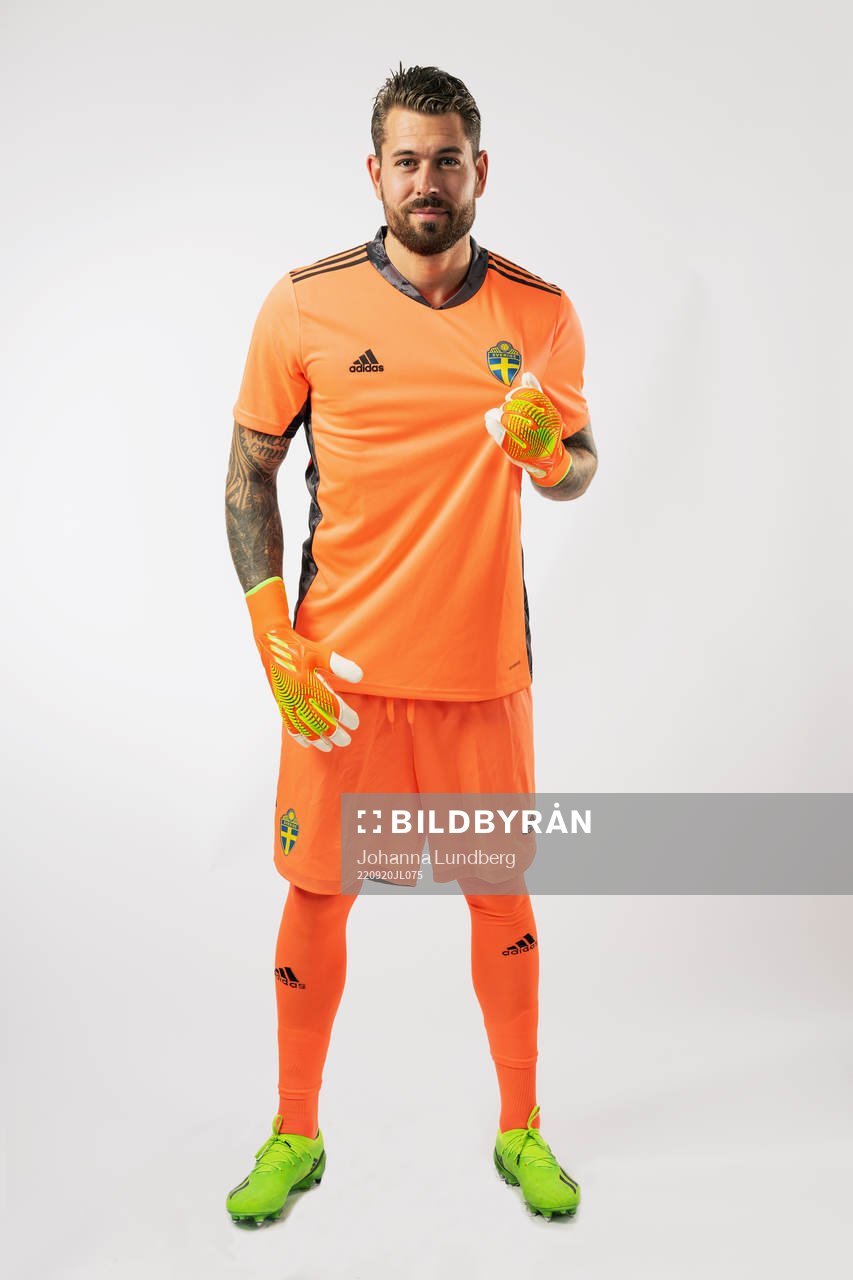 Goalkeeper Kristoffer Nordfeldt of the Swedish national