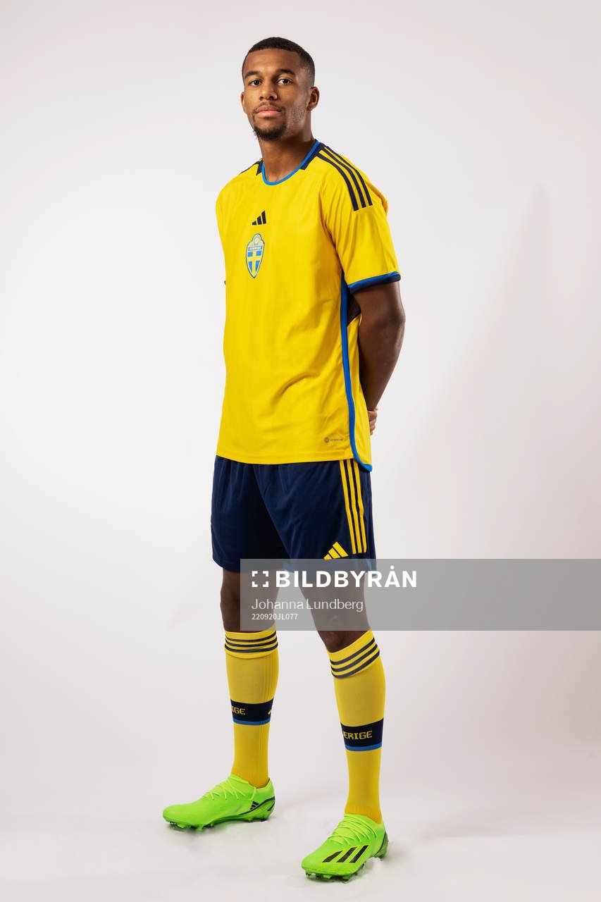 Isak Hien of the Swedish national football team poses for a