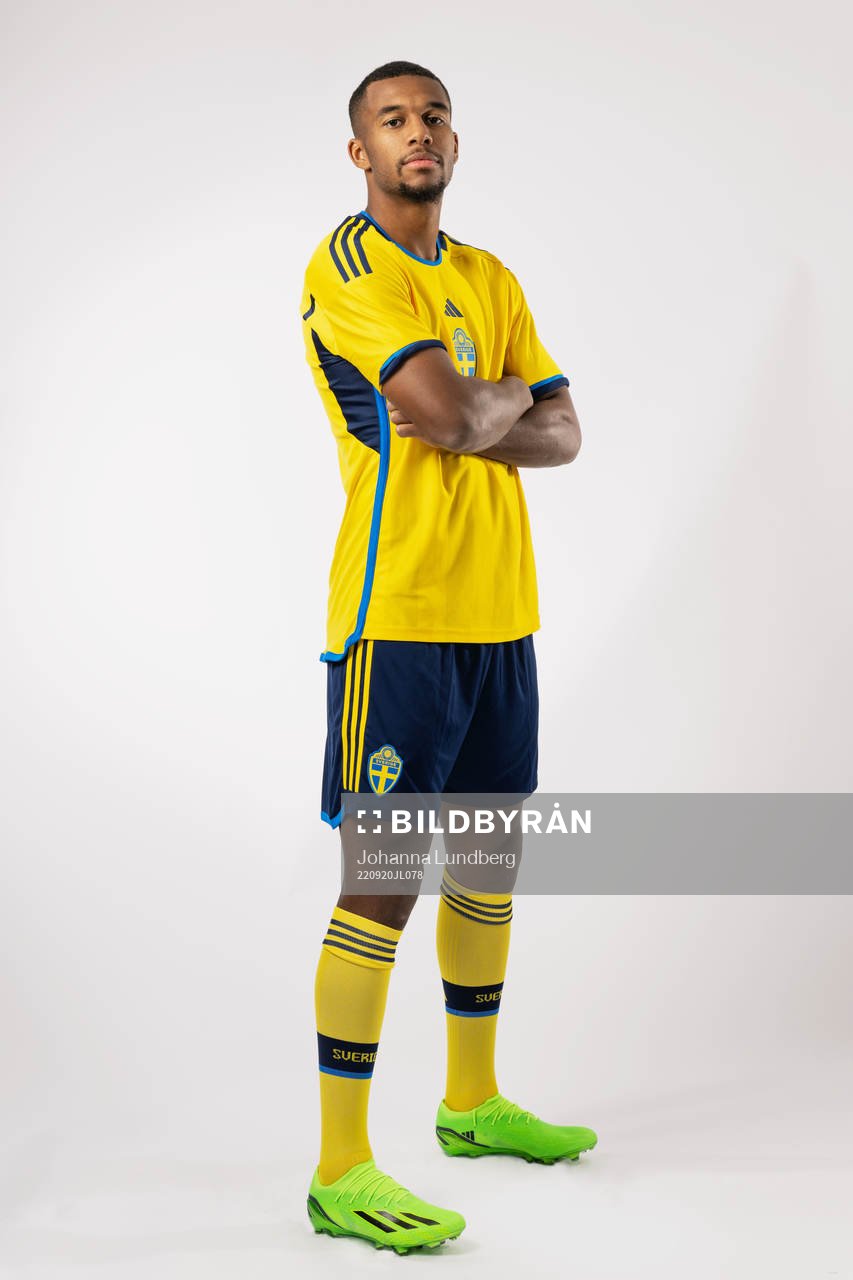 Isak Hien of the Swedish national football team poses for a