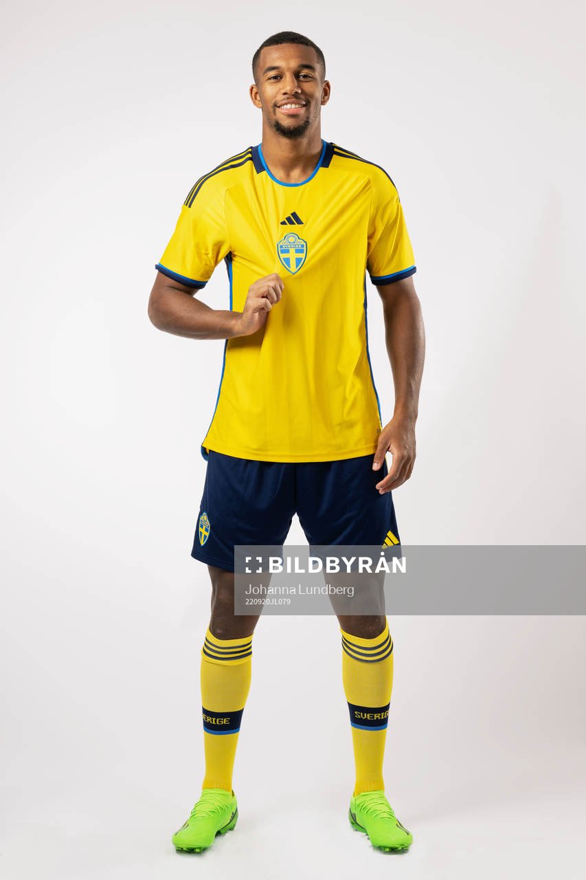 Isak Hien of the Swedish national football team poses for a