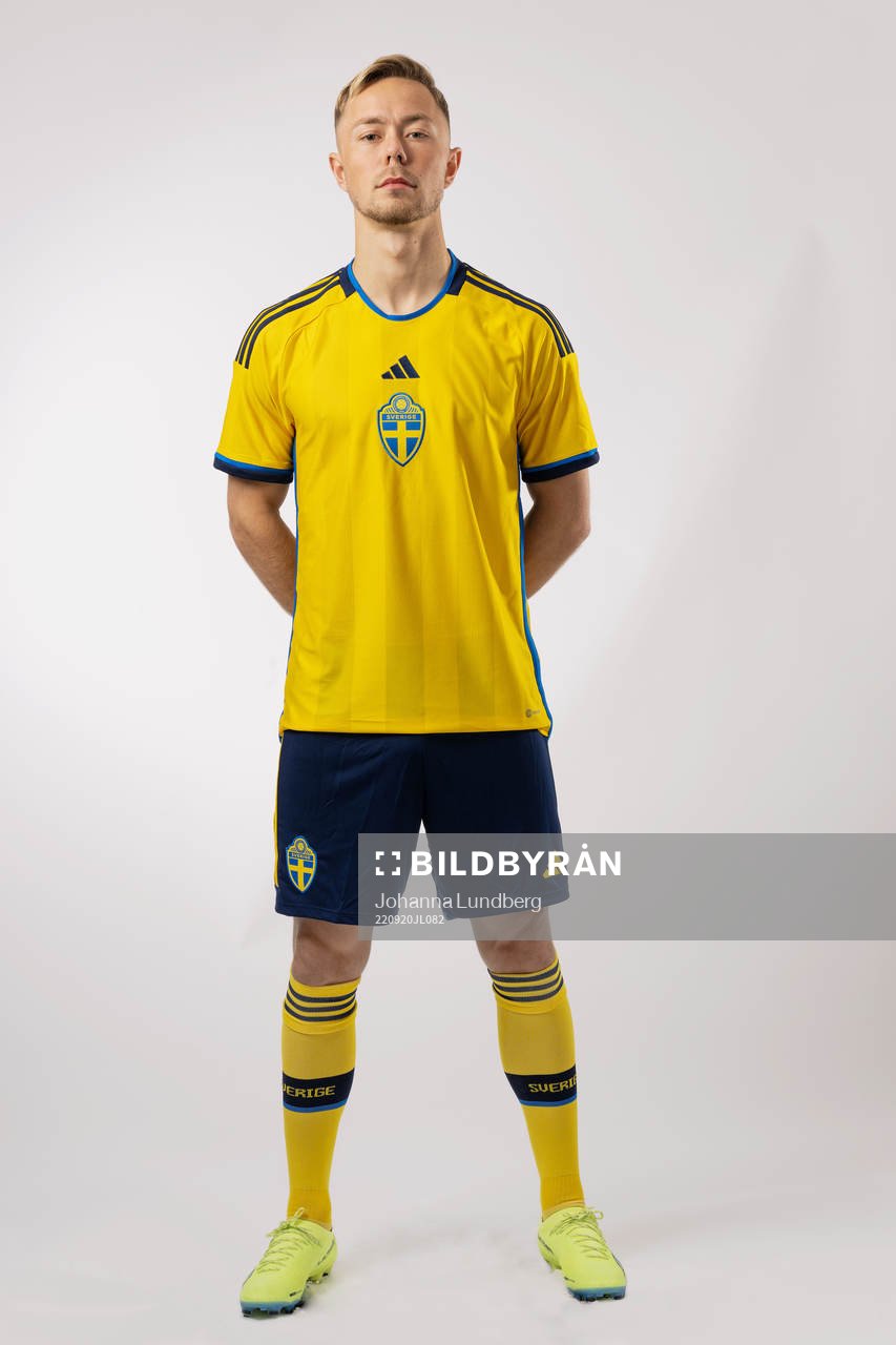 Joel Andersson of the Swedish national football team poses