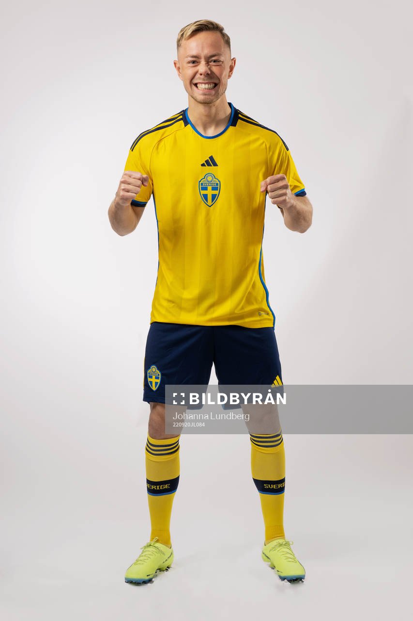 Joel Andersson of the Swedish national football team poses
