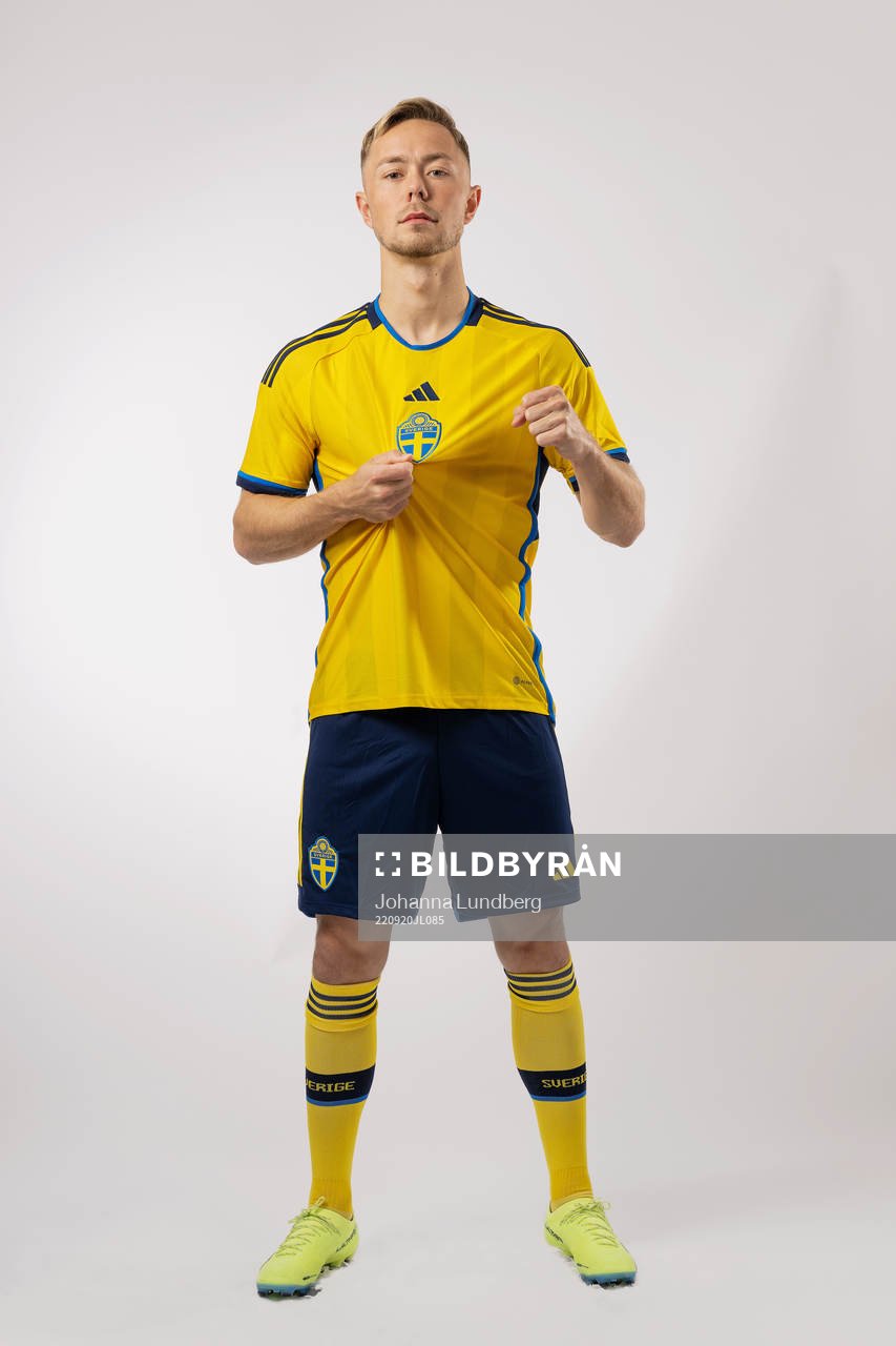 Joel Andersson of the Swedish national football team poses