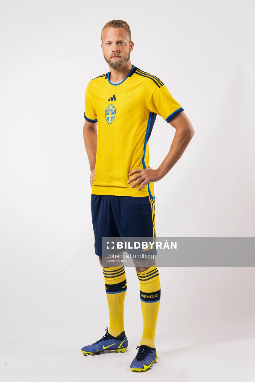 Daniel Sundgren of the Swedish national football team poses