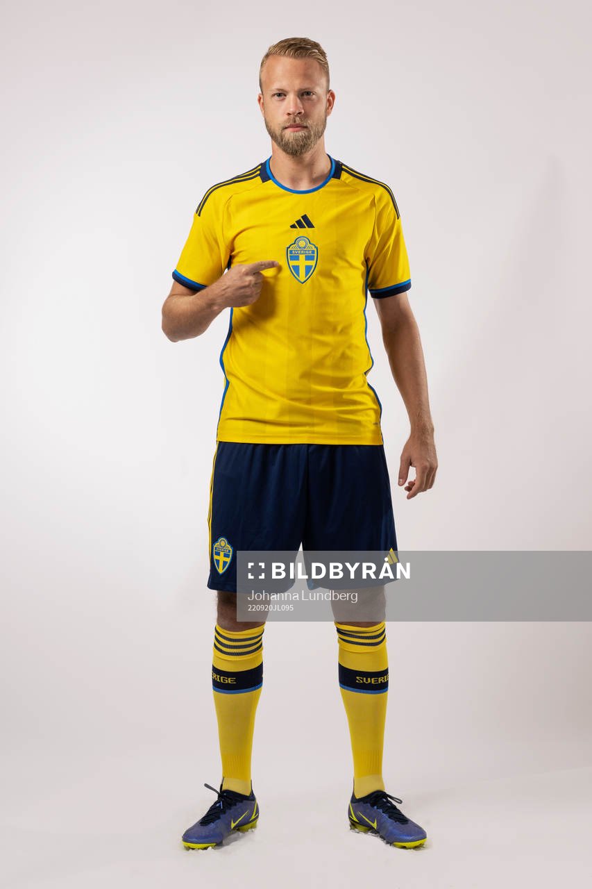 Daniel Sundgren of the Swedish national football team poses