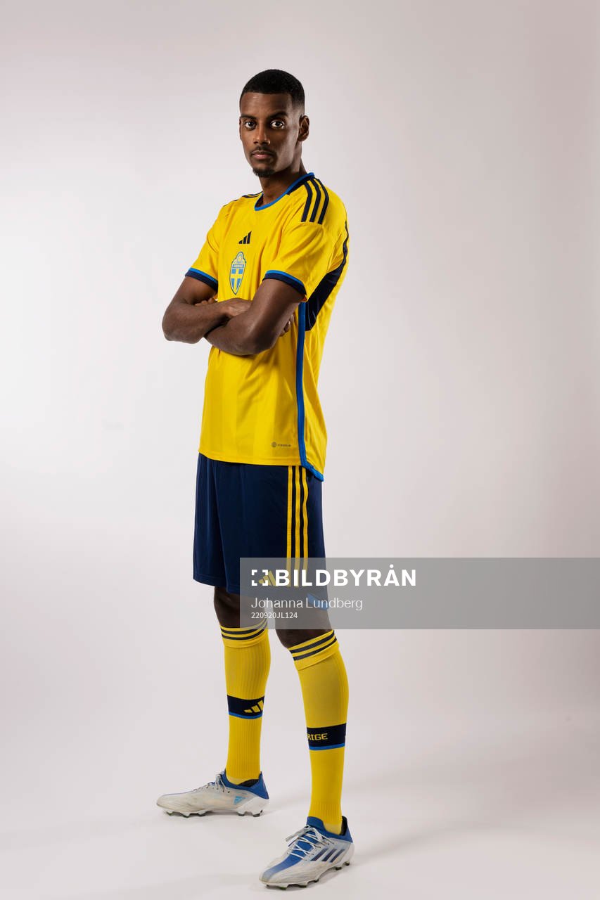Alexander Isak of the Swedish national football team poses