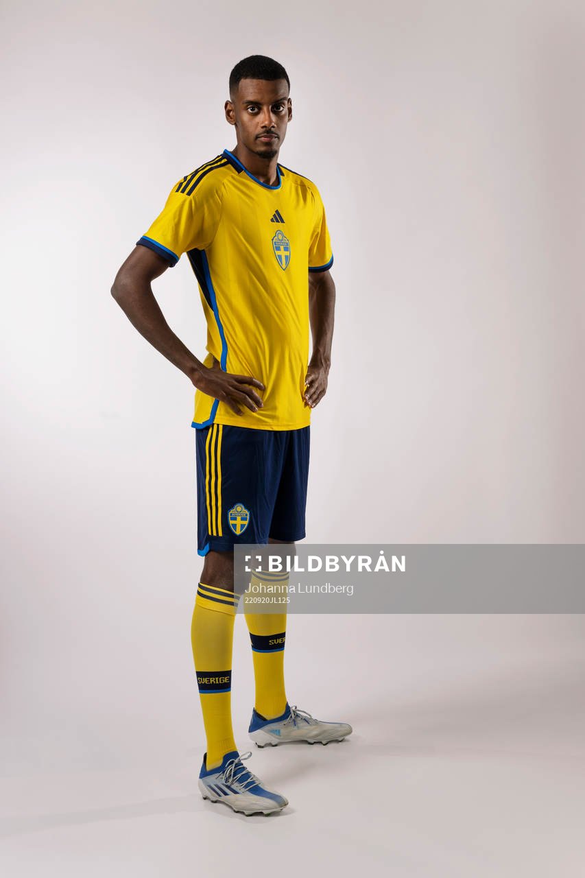 Alexander Isak of the Swedish national football team poses