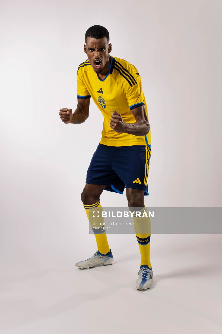 Alexander Isak of the Swedish national football team poses
