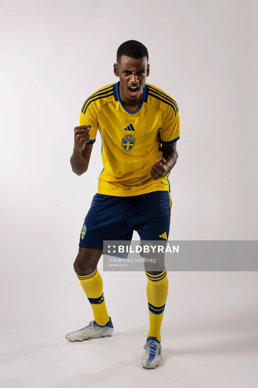 Alexander Isak of the Swedish national football team poses